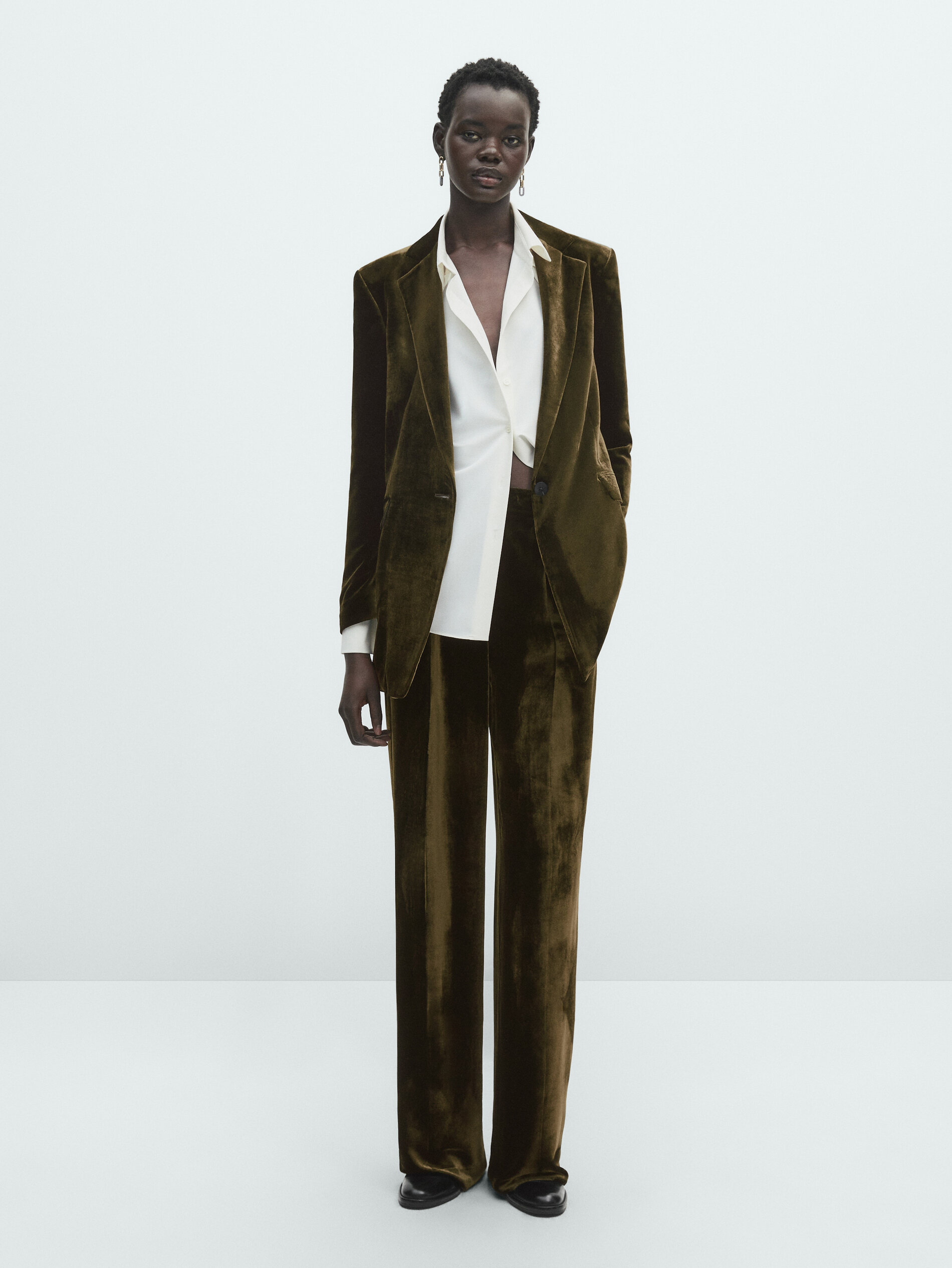 Velvet suit jacket Zara Brown size 34 FR in Velvet - 31432392