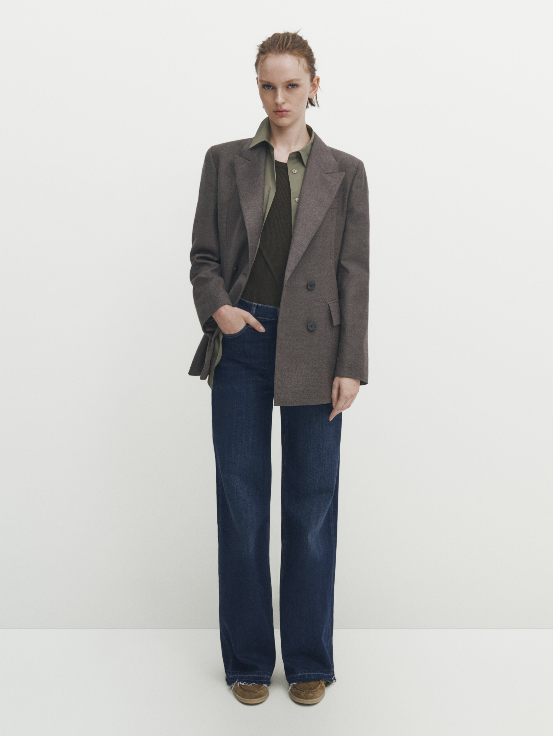 Jean taille haute flare bas effiloch