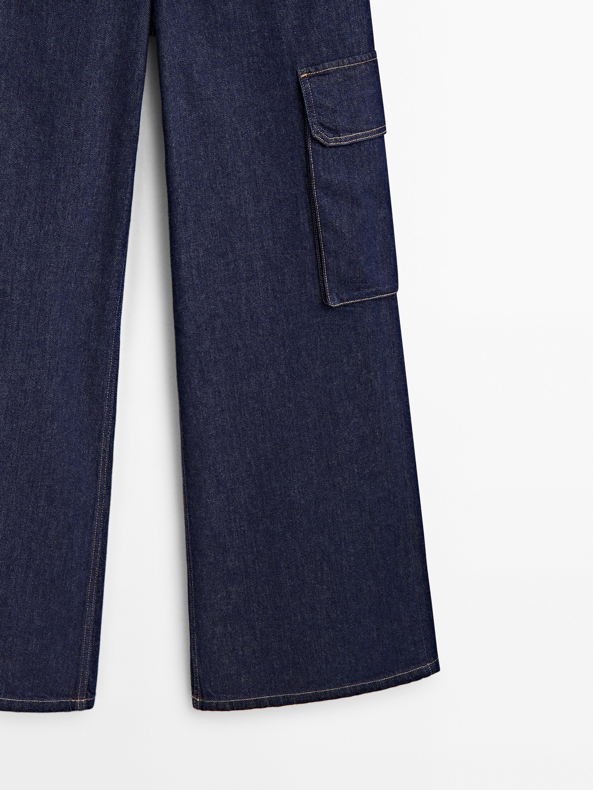 High waist palazzo cargo jeans Dark Blue Dressy Massimo Dutti