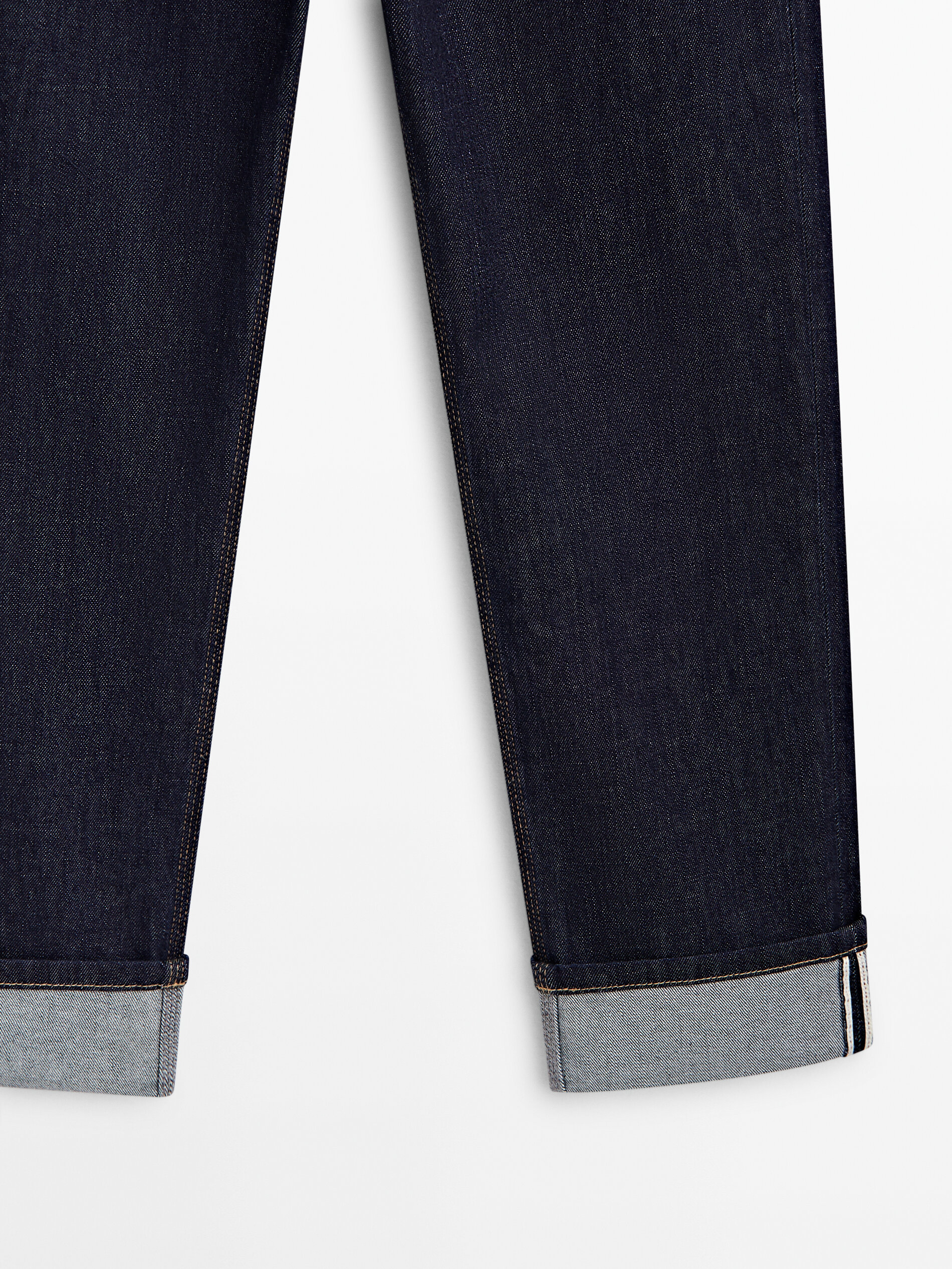 High waist slim fit straight leg jeans with turn up hems Dark