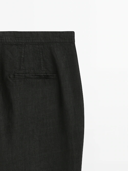Ausgestellte Hose aus reinem Leinen · Schwarz, Taupe · Röcke | Massimo Dutti