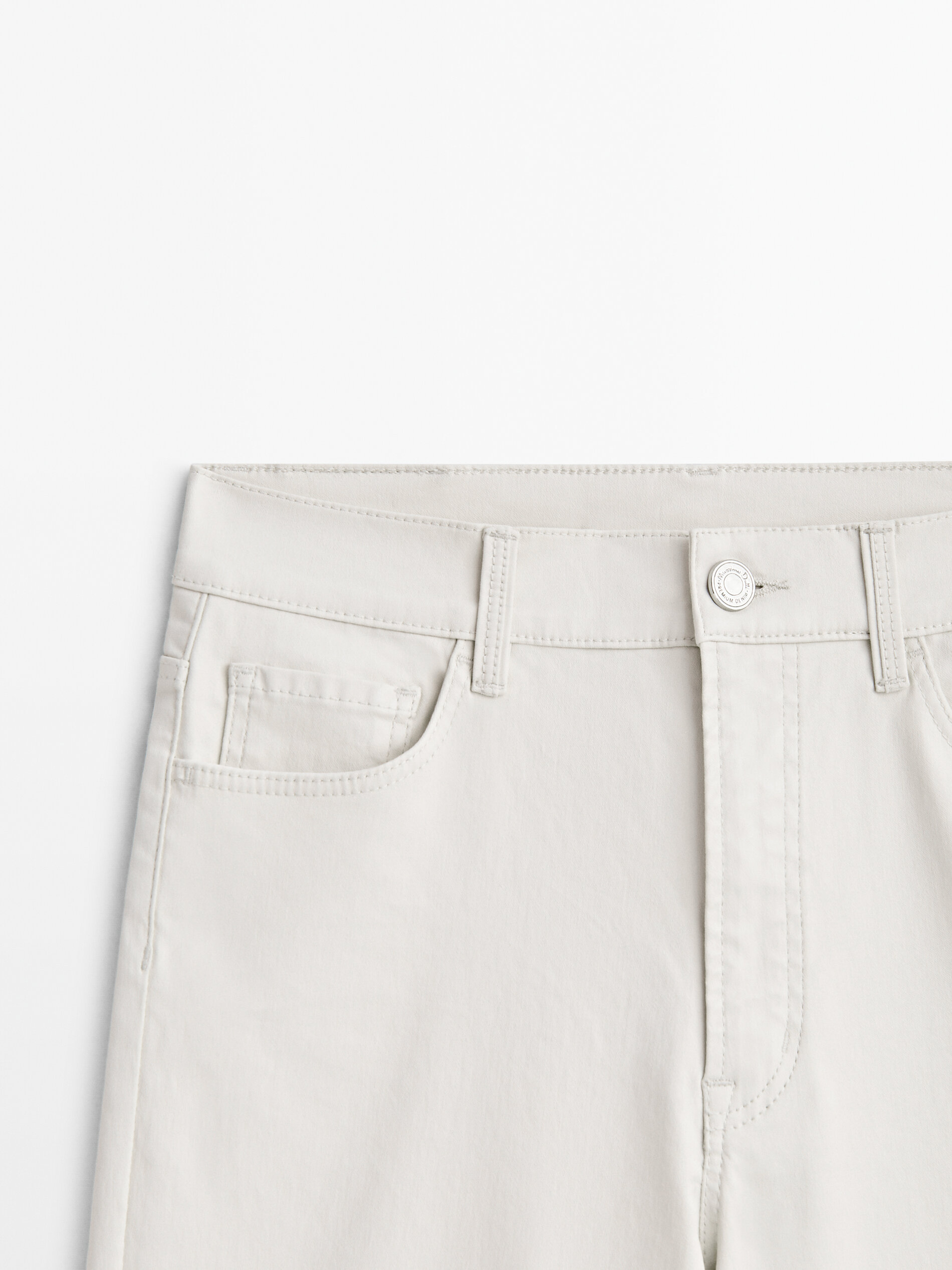 High waist straight leg coated trousers