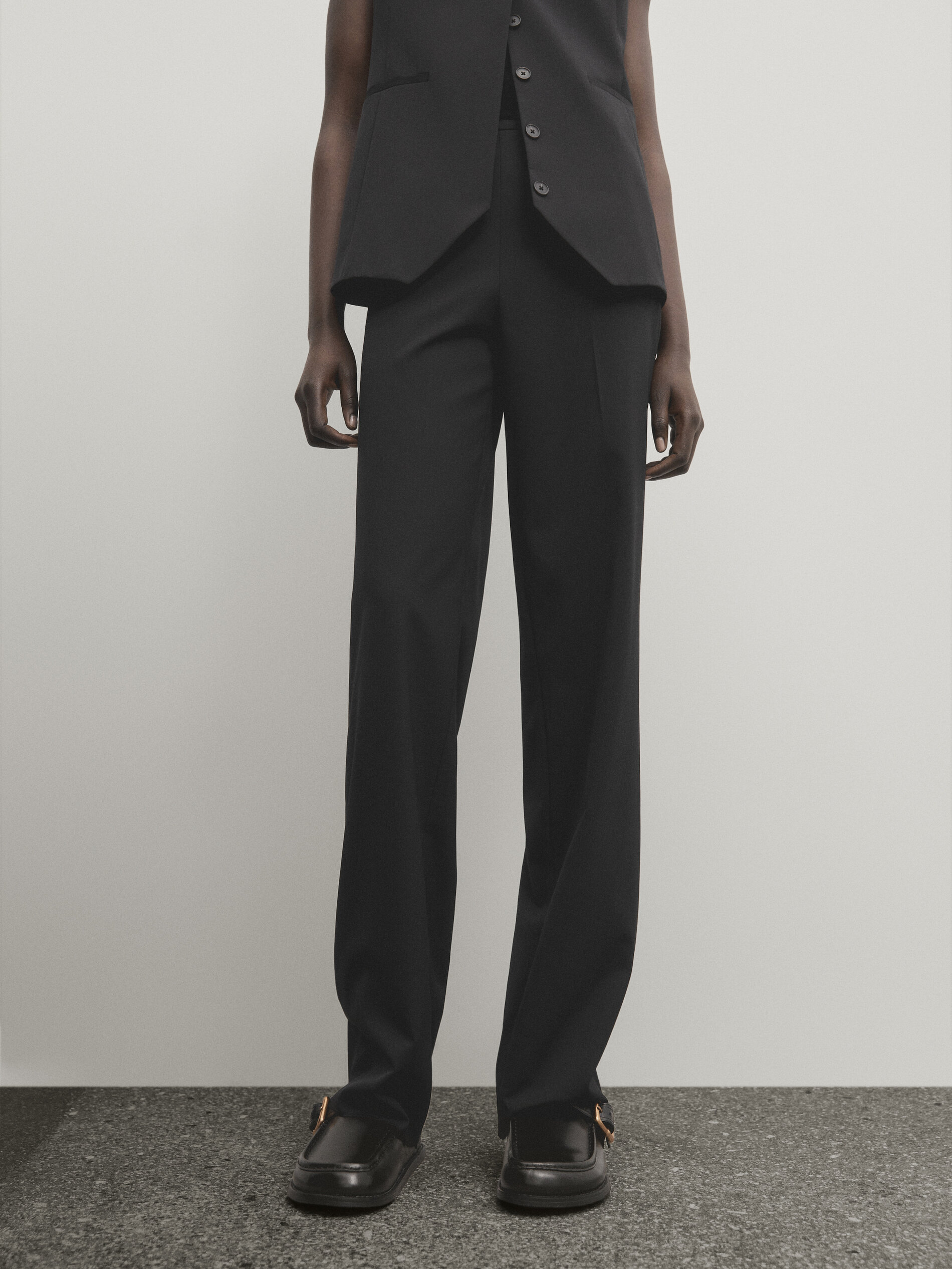 Straight fit suit trousers Black Trousers Massimo Dutti