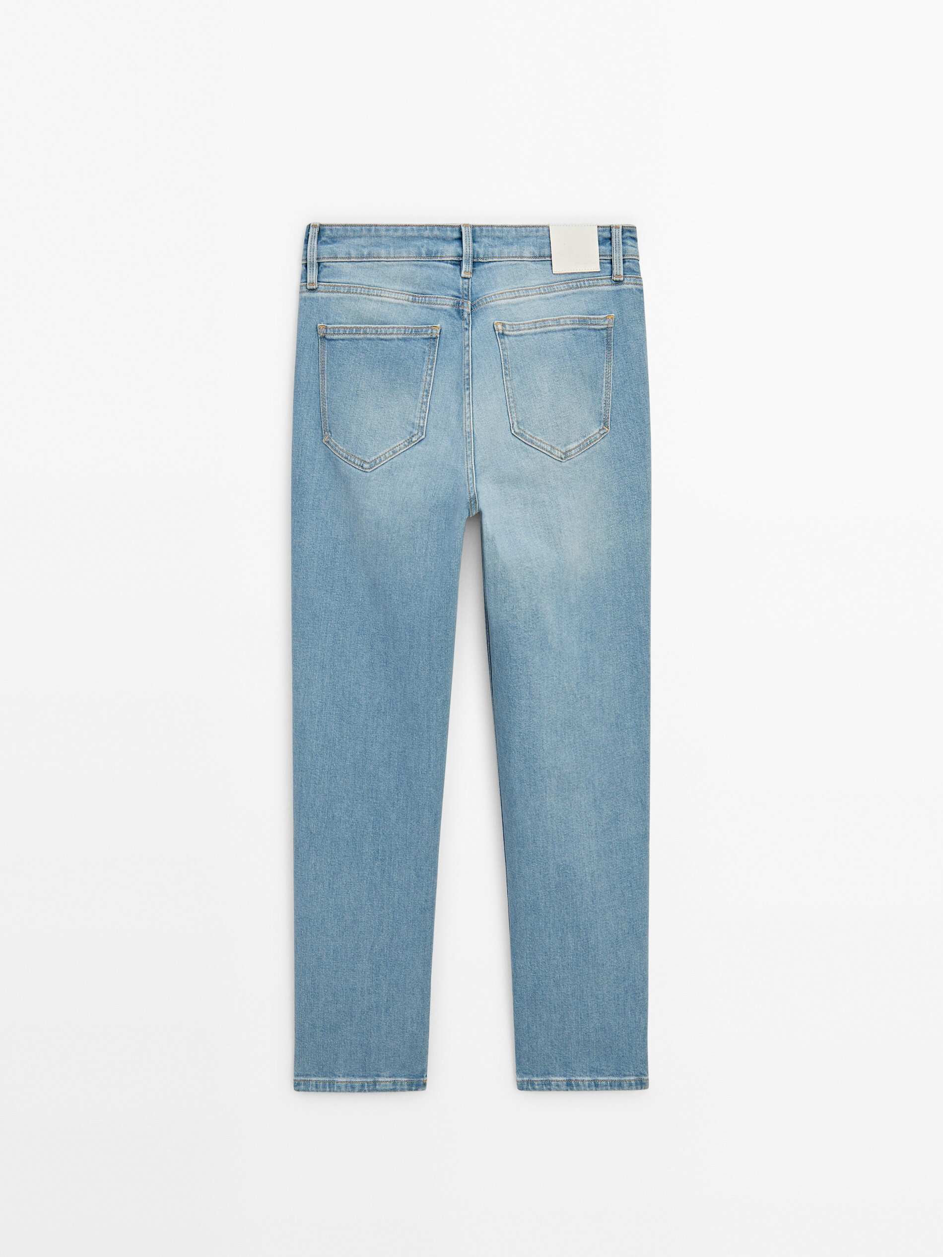 Cropped bleach slim fit mid rise jeans Light Blue Dressy