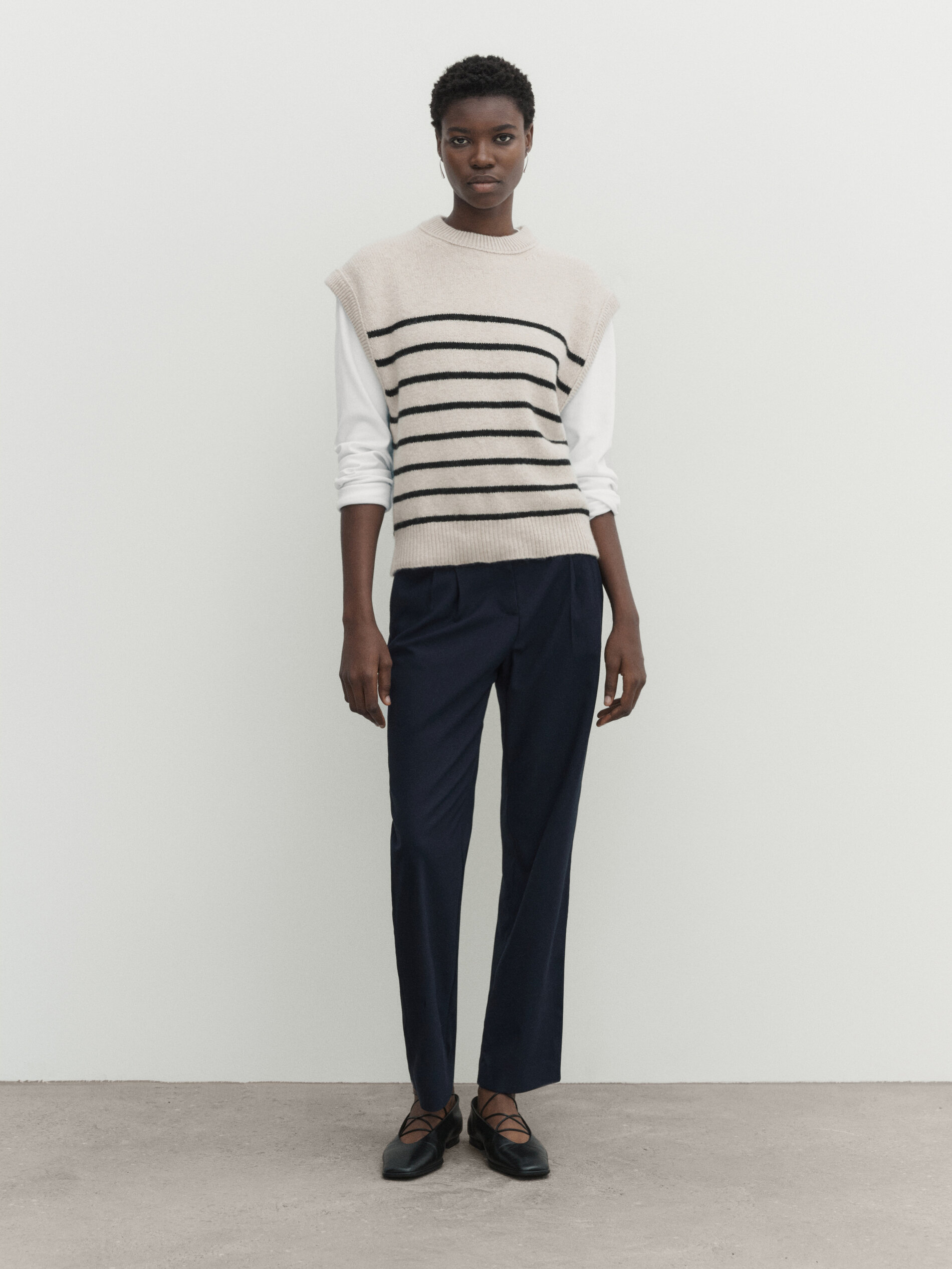 Darted jogger fit trousers Navy Blue Dressy Massimo Dutti