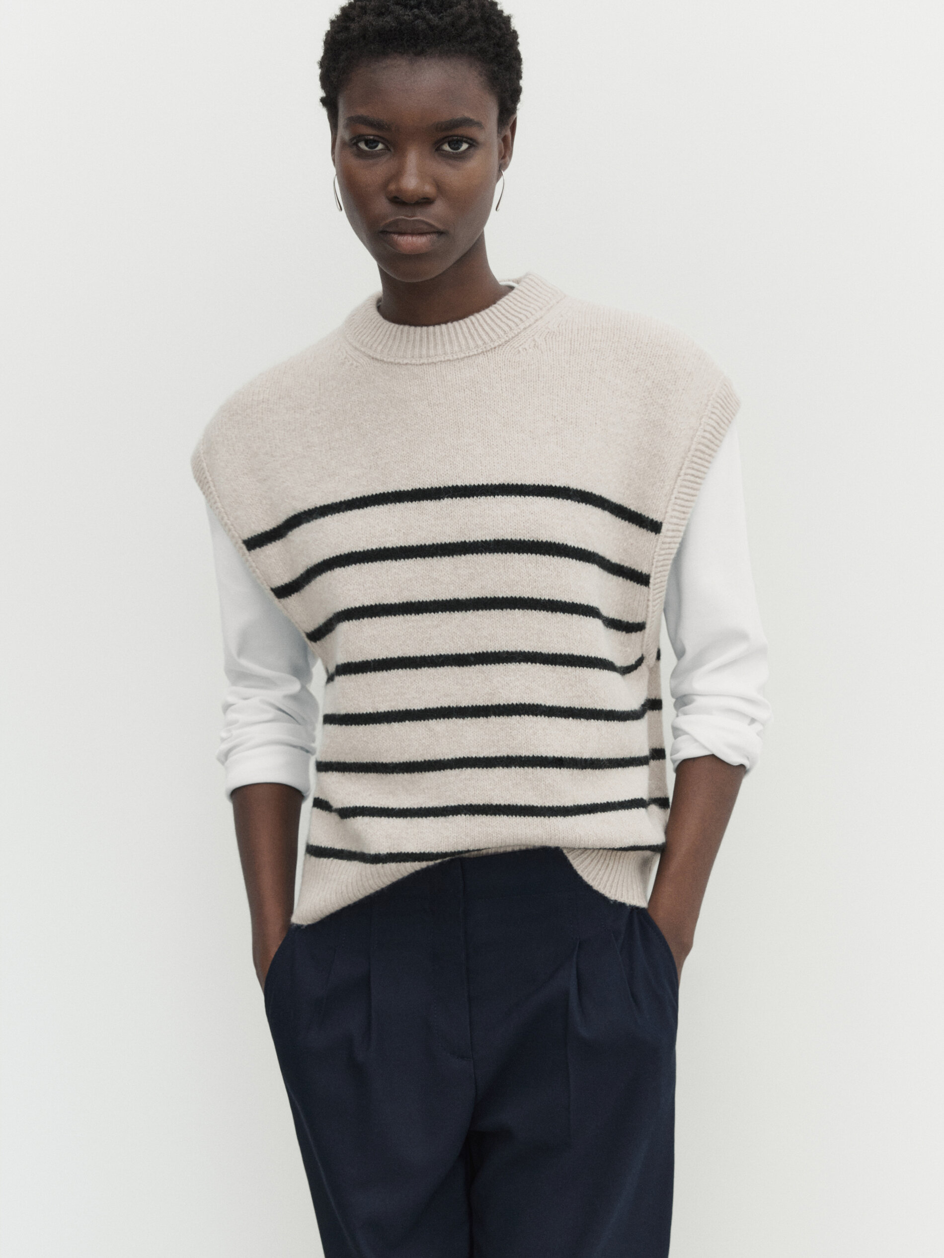 Darted jogger fit trousers Navy Blue Dressy Massimo Dutti
