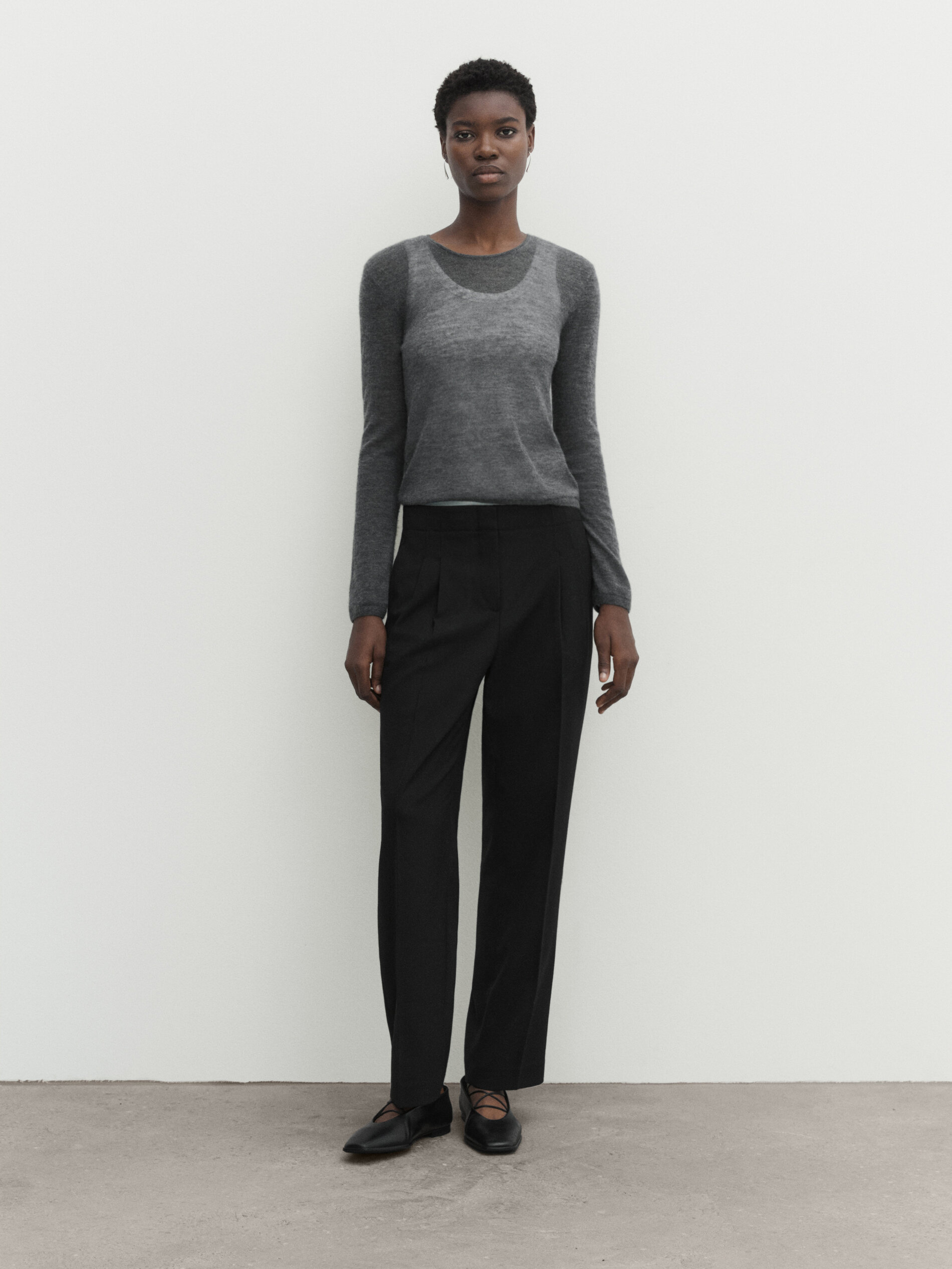 Darted jogger fit trousers Black Navy Blue Dressy Massimo Dutti