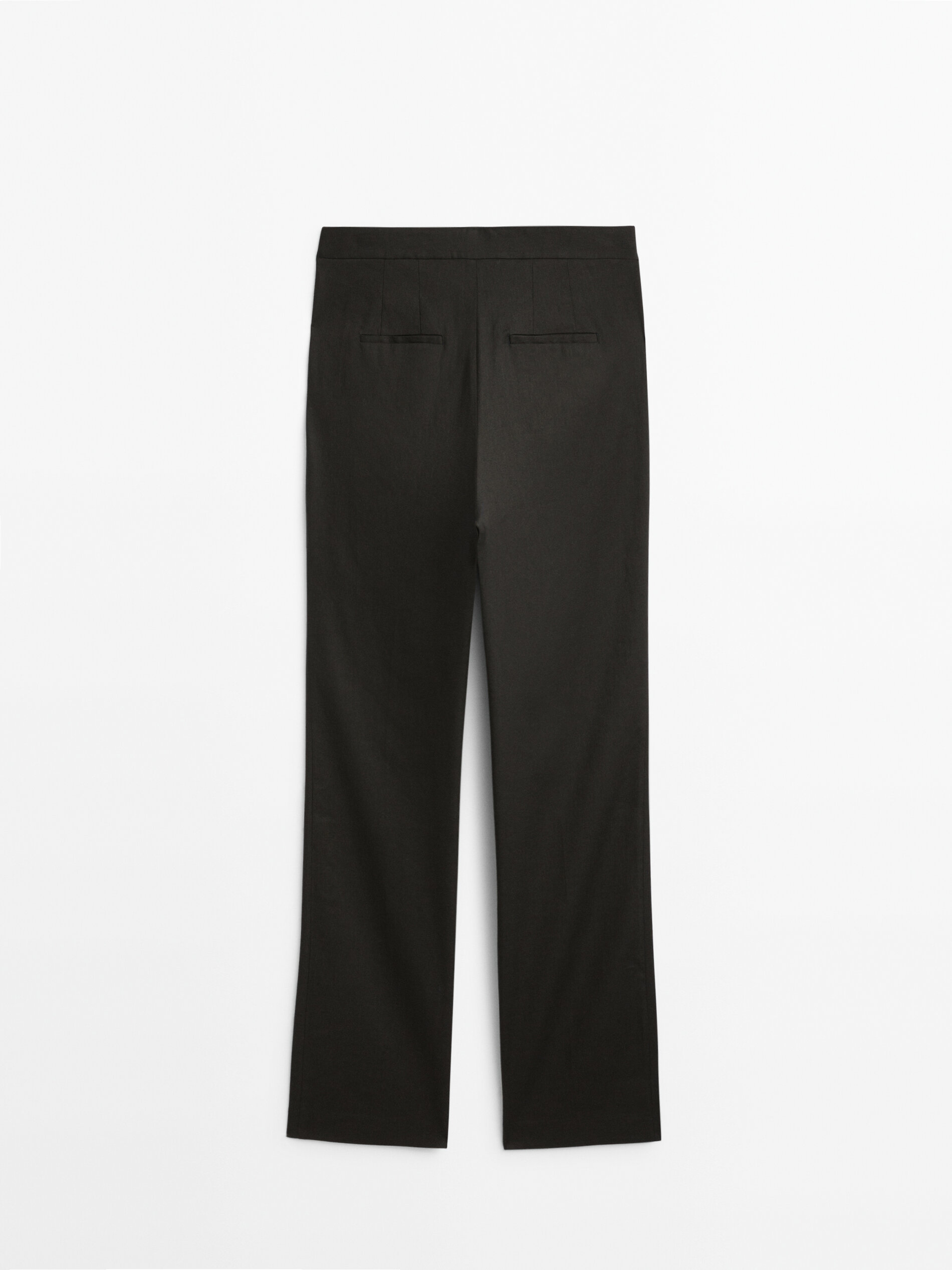 Linen blend stretch suit trousers Black Dressy Massimo Dutti