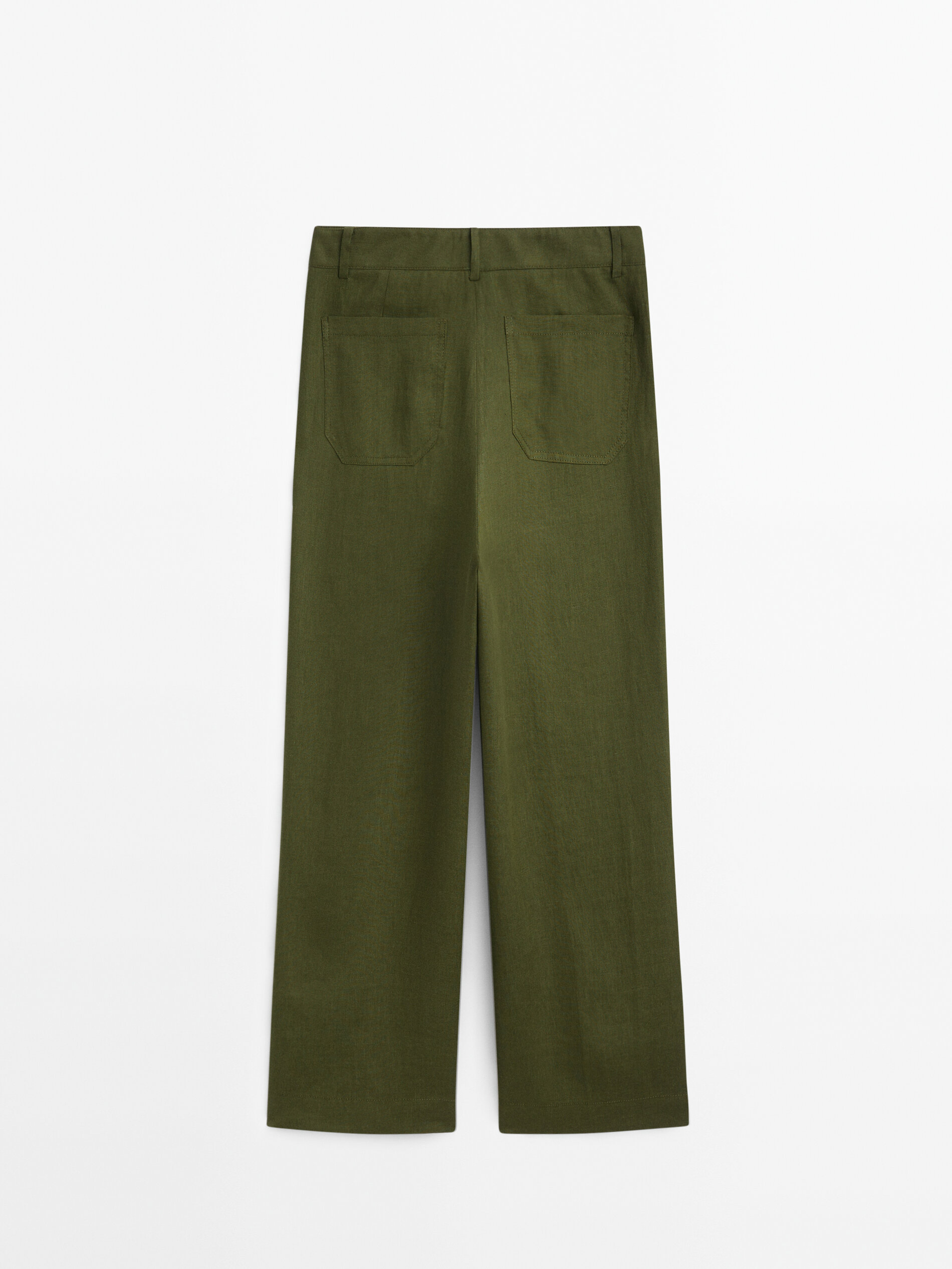 Wide-leg linen trousers · Cream, Lime, Mole Brown · Dressy | Massimo Dutti