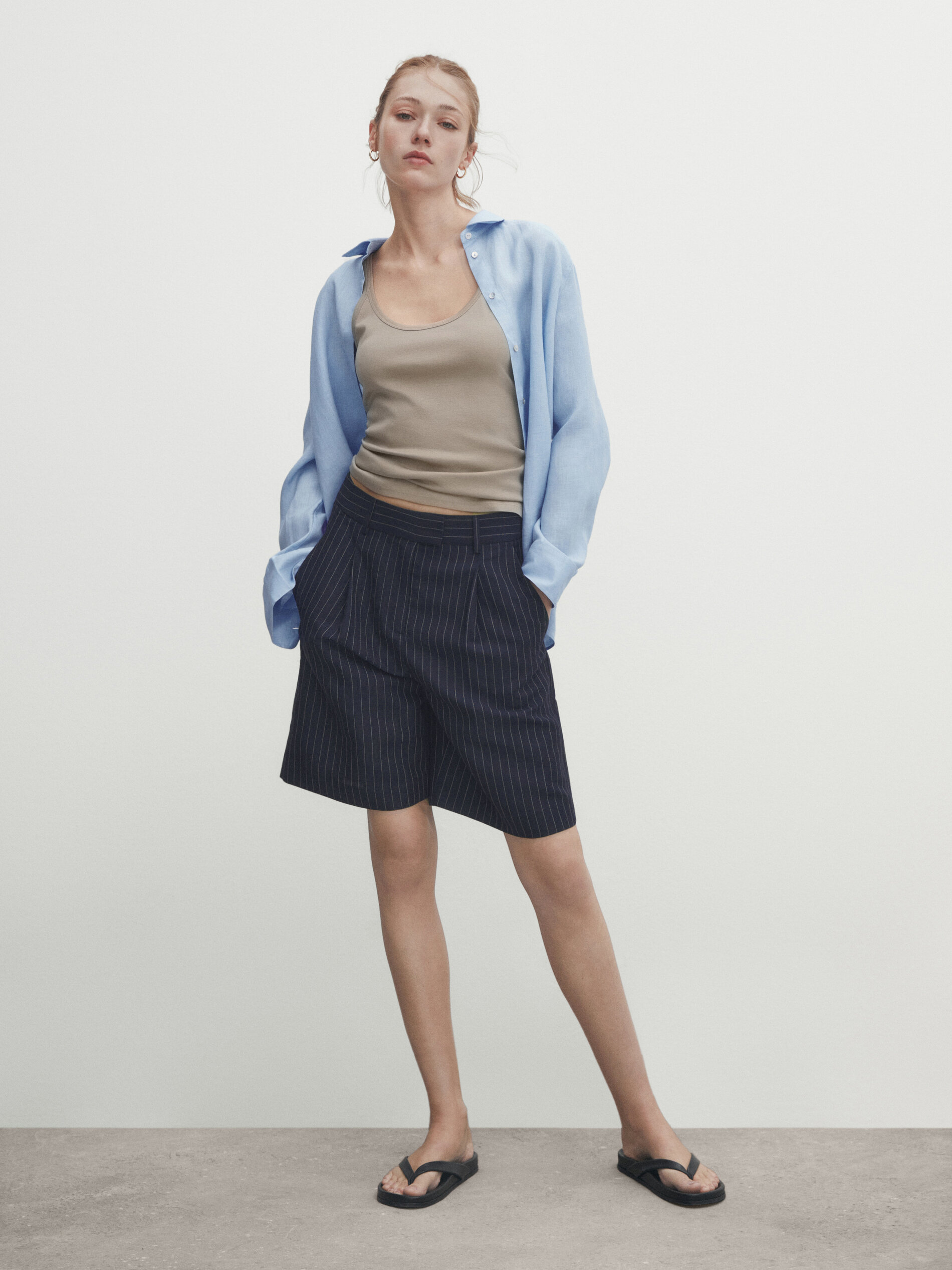 Navy online pinstripe shorts