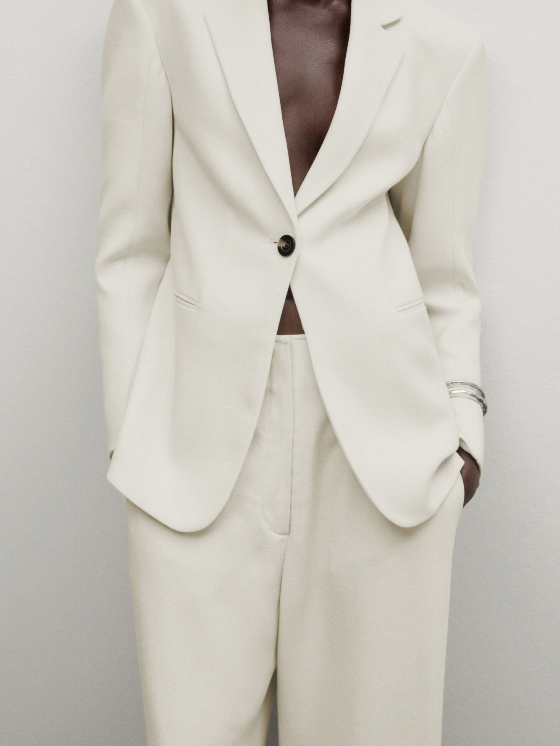 Cream top dress trousers