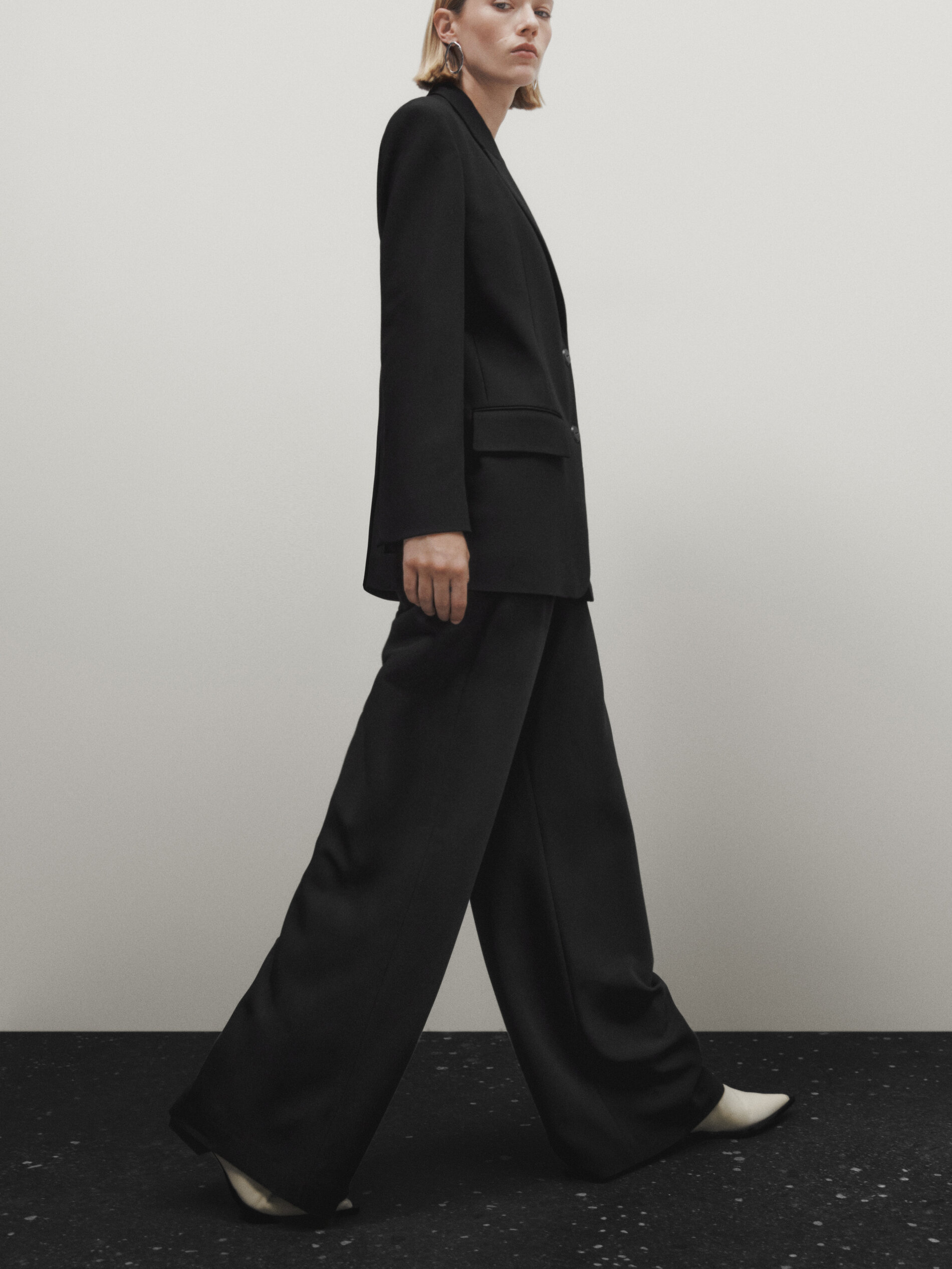 Black wide leg suit trousers Limited Edition Black Dressy