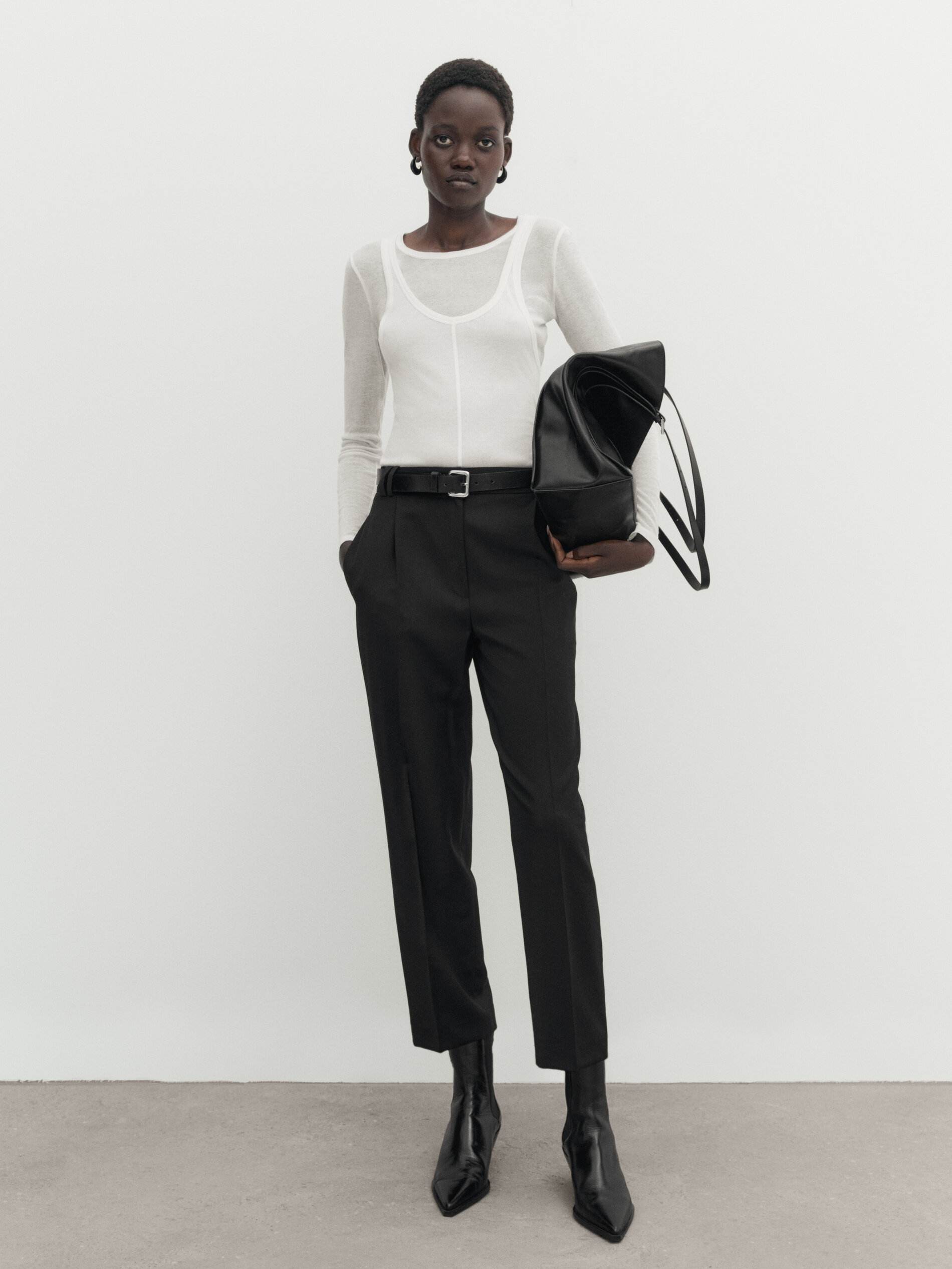 Pantalon negro massimo dutti top