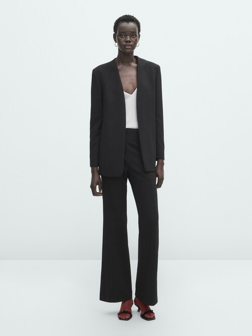 Black trousers with waist detail · Black · Dressy