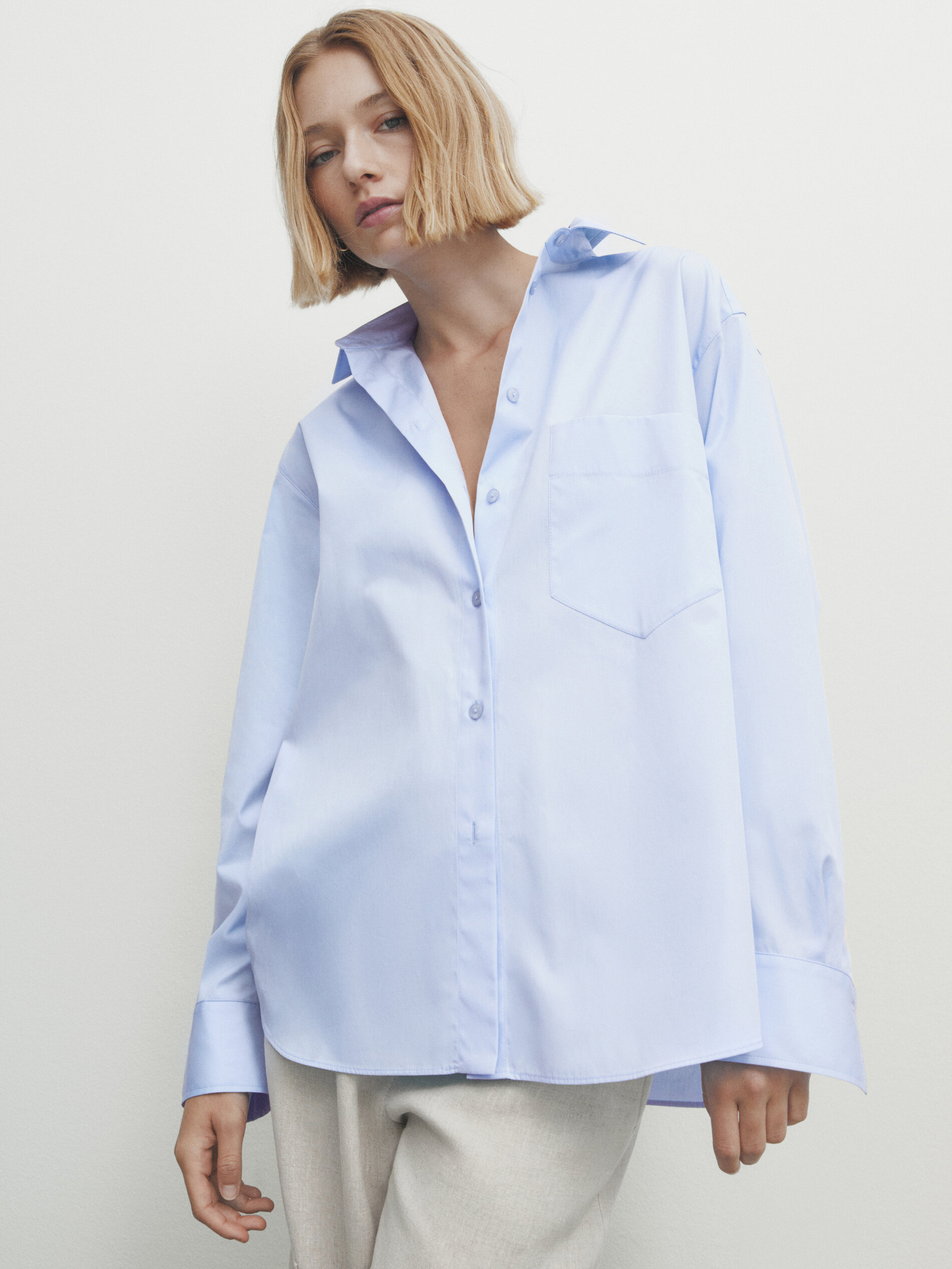 Camisa oversize popelin zara sales
