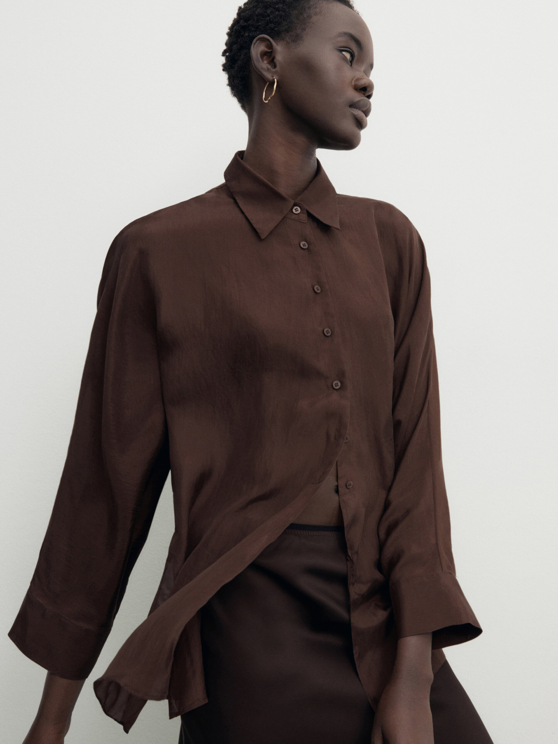 Camisa seda massimo dutti cheap