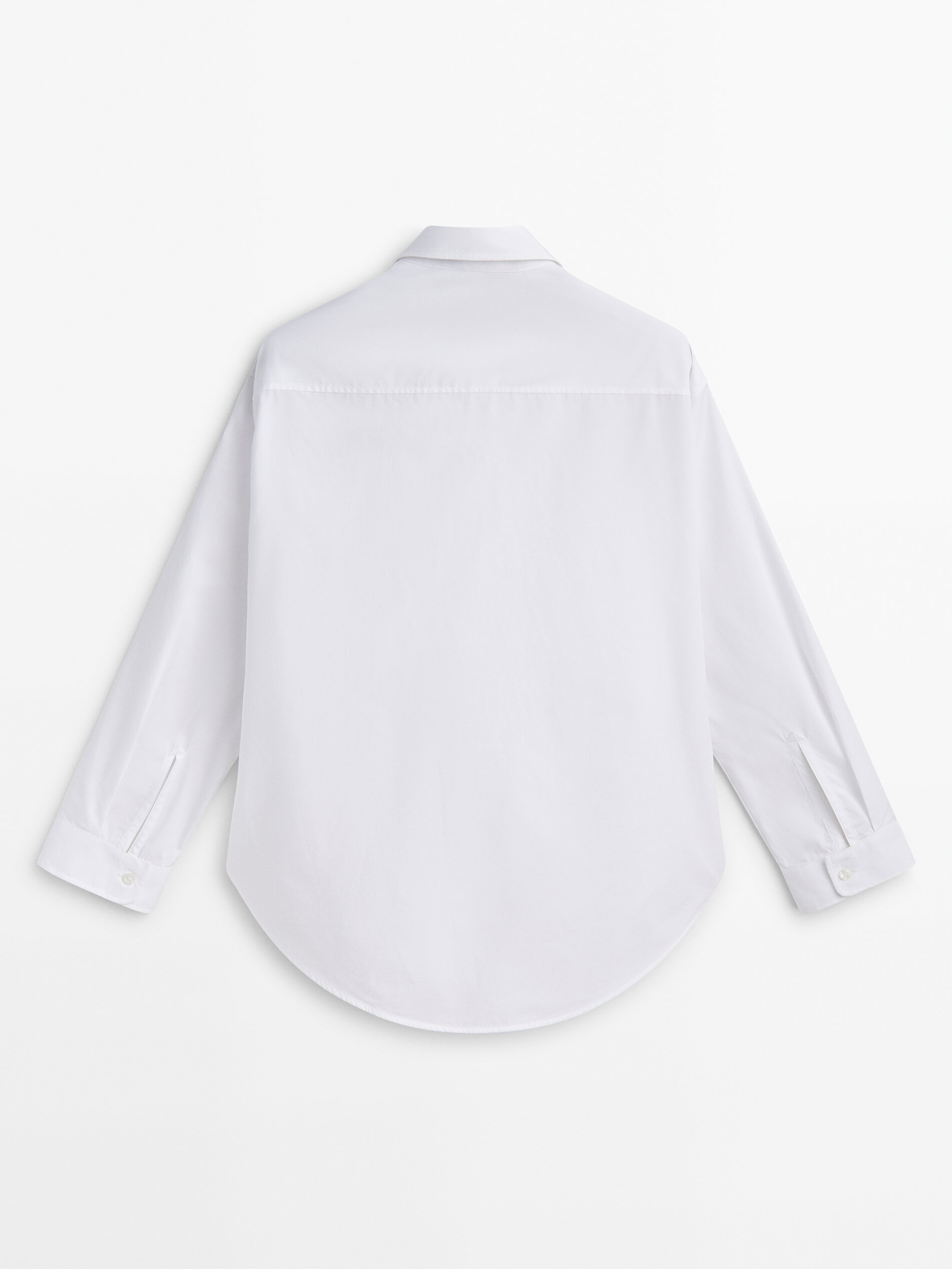 Camisa popel n algod n Blanco Camisas Massimo Dutti