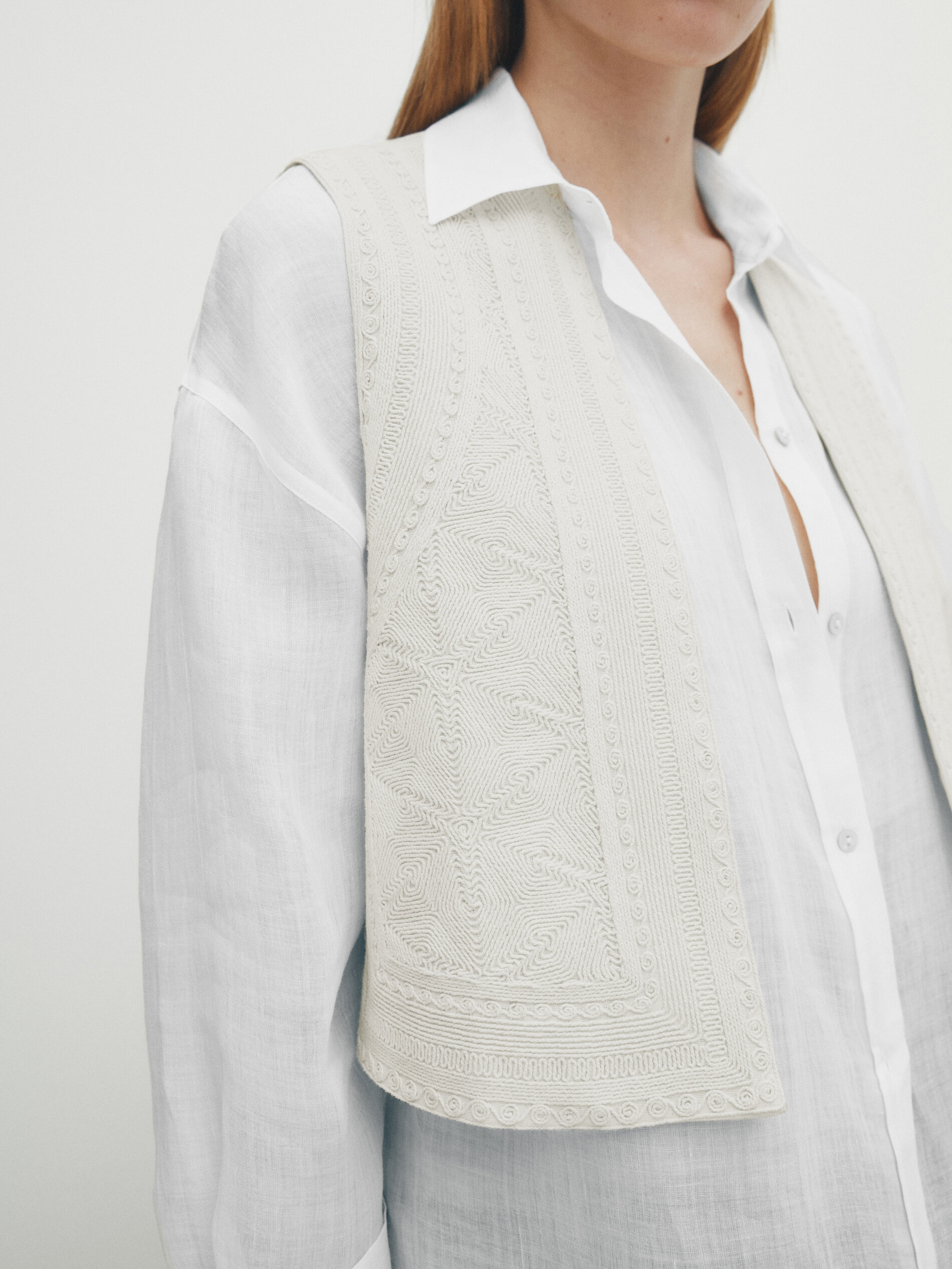 Short waistcoat with embroidery detail White Shirts Massimo