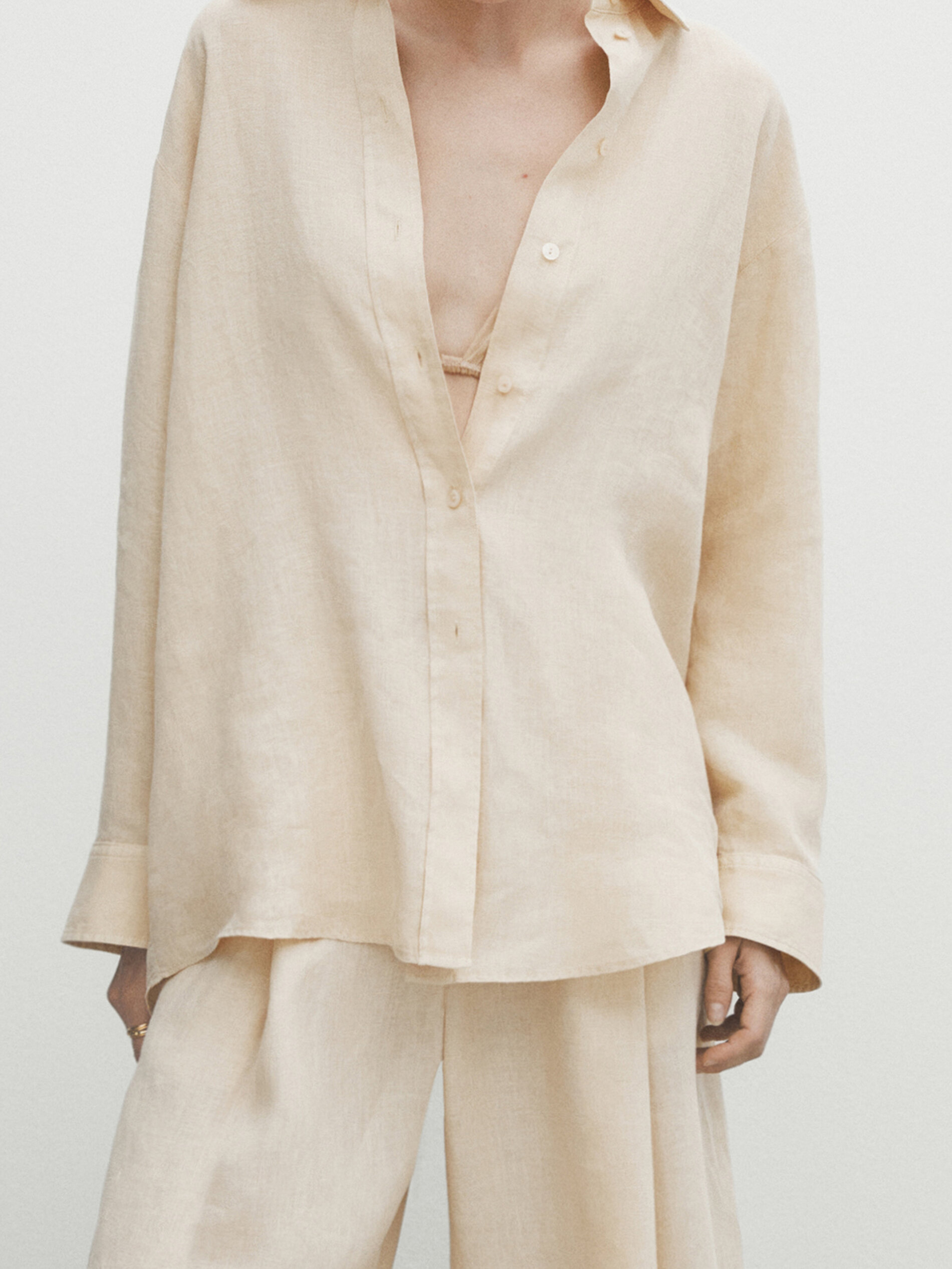 Co-ordinated oversize shirt in 100% linen