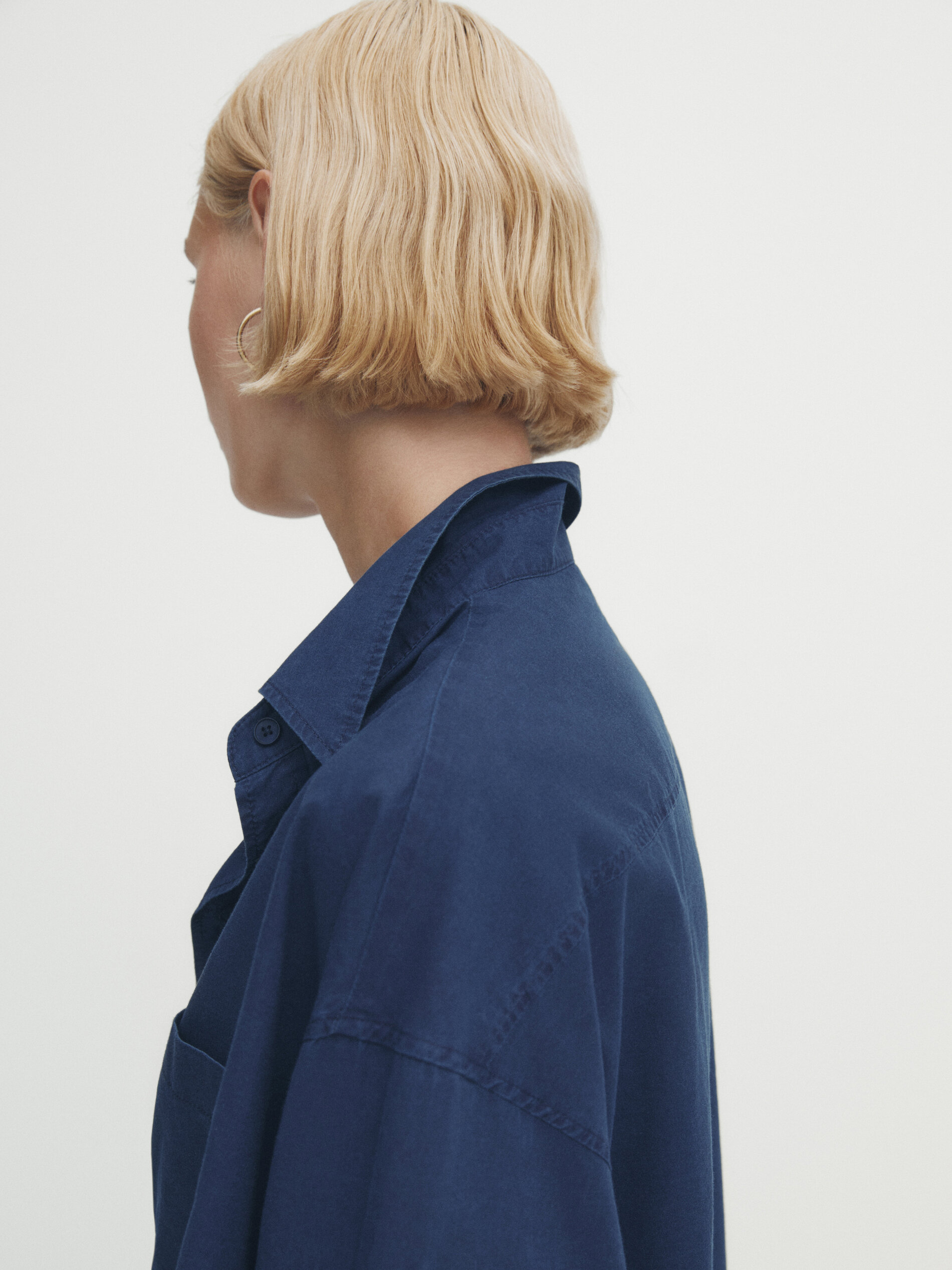 Camicia in cotone con tasche e dettaglio sulle maniche Indigo