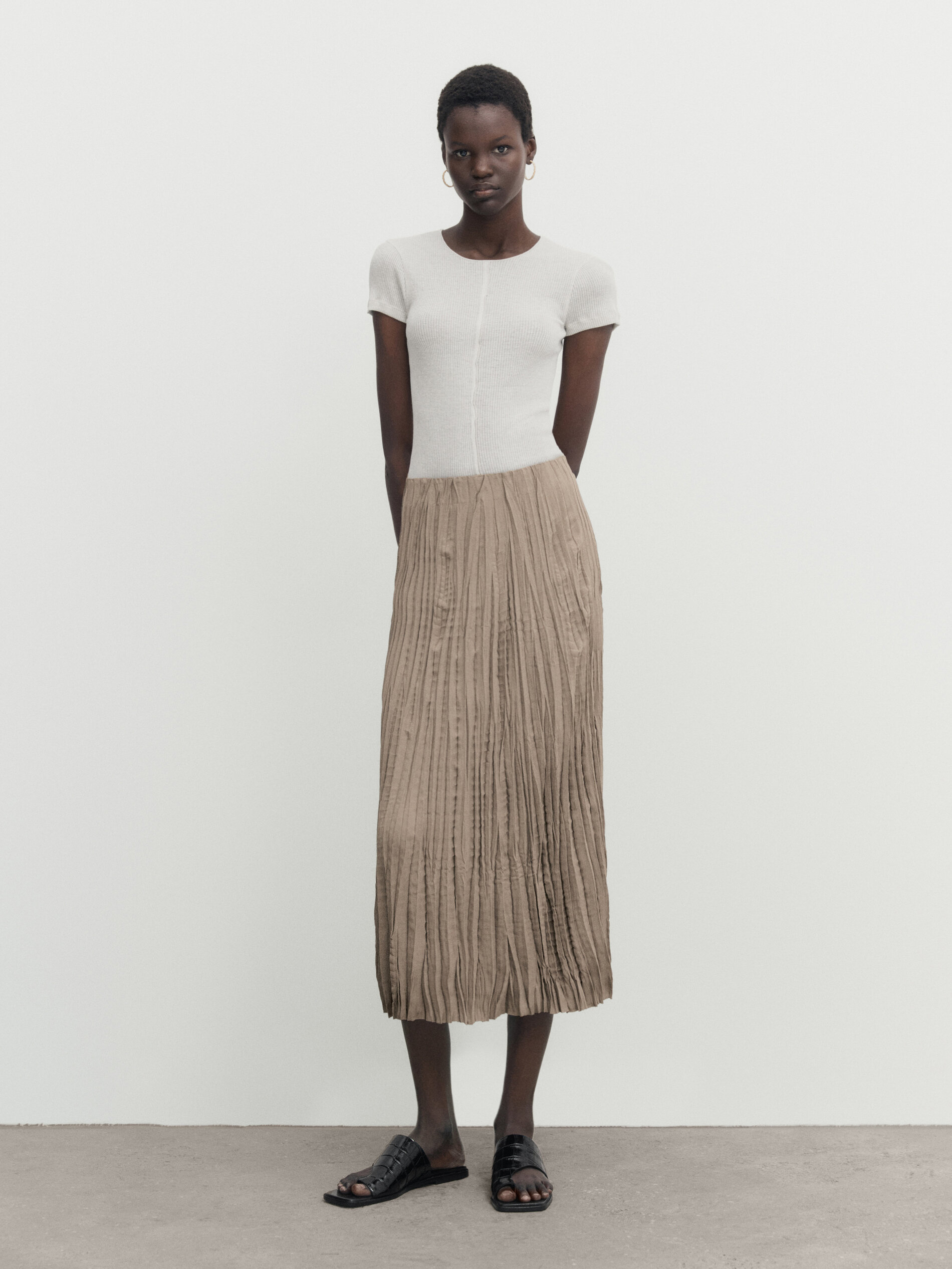 Mustard midi deals skirt