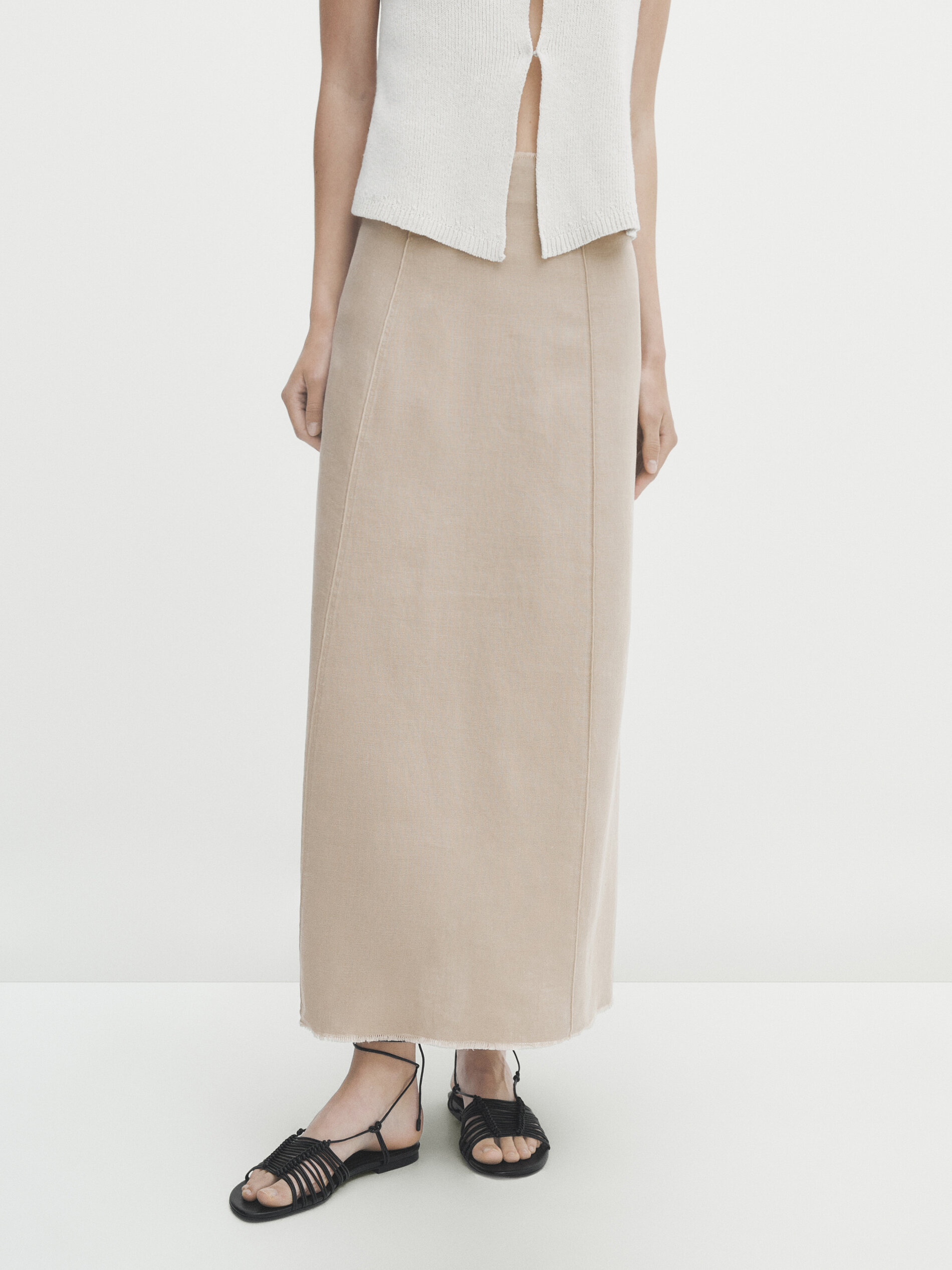 Linen shop midi skirt