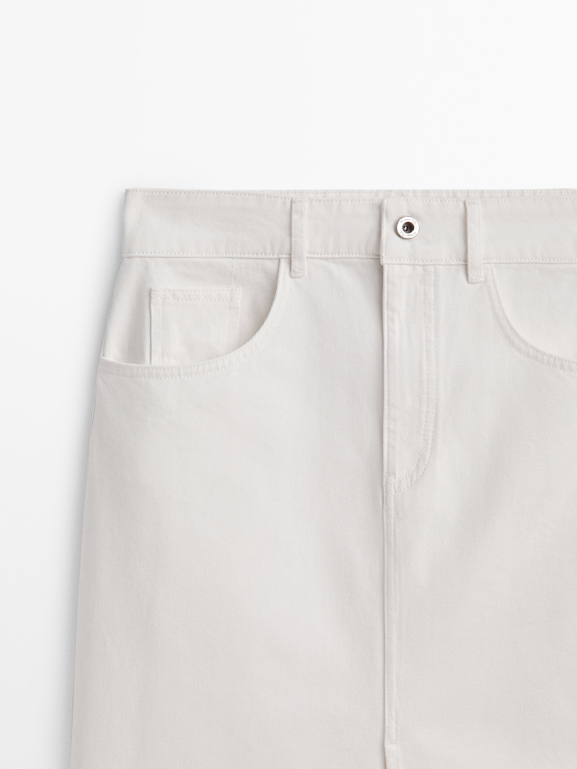 White Slit Denim Skirt - Saman Butik | Shop Online