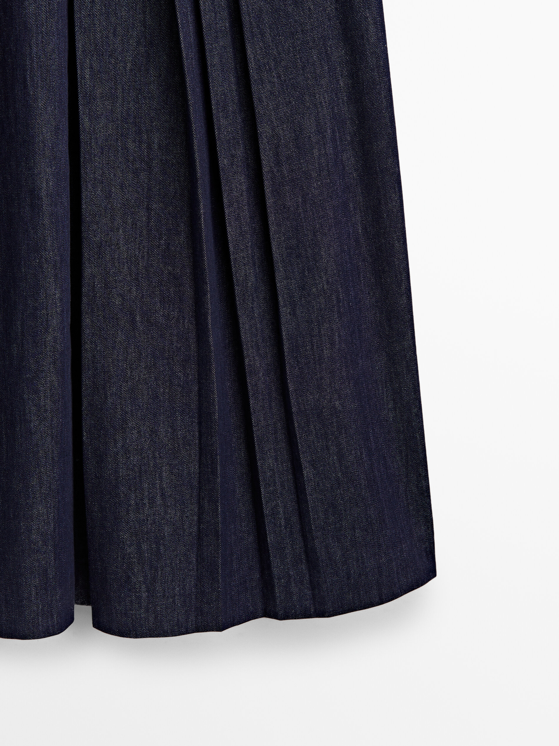 Saia midi plissada rinse wash Azul Escuro Saias Massimo Dutti