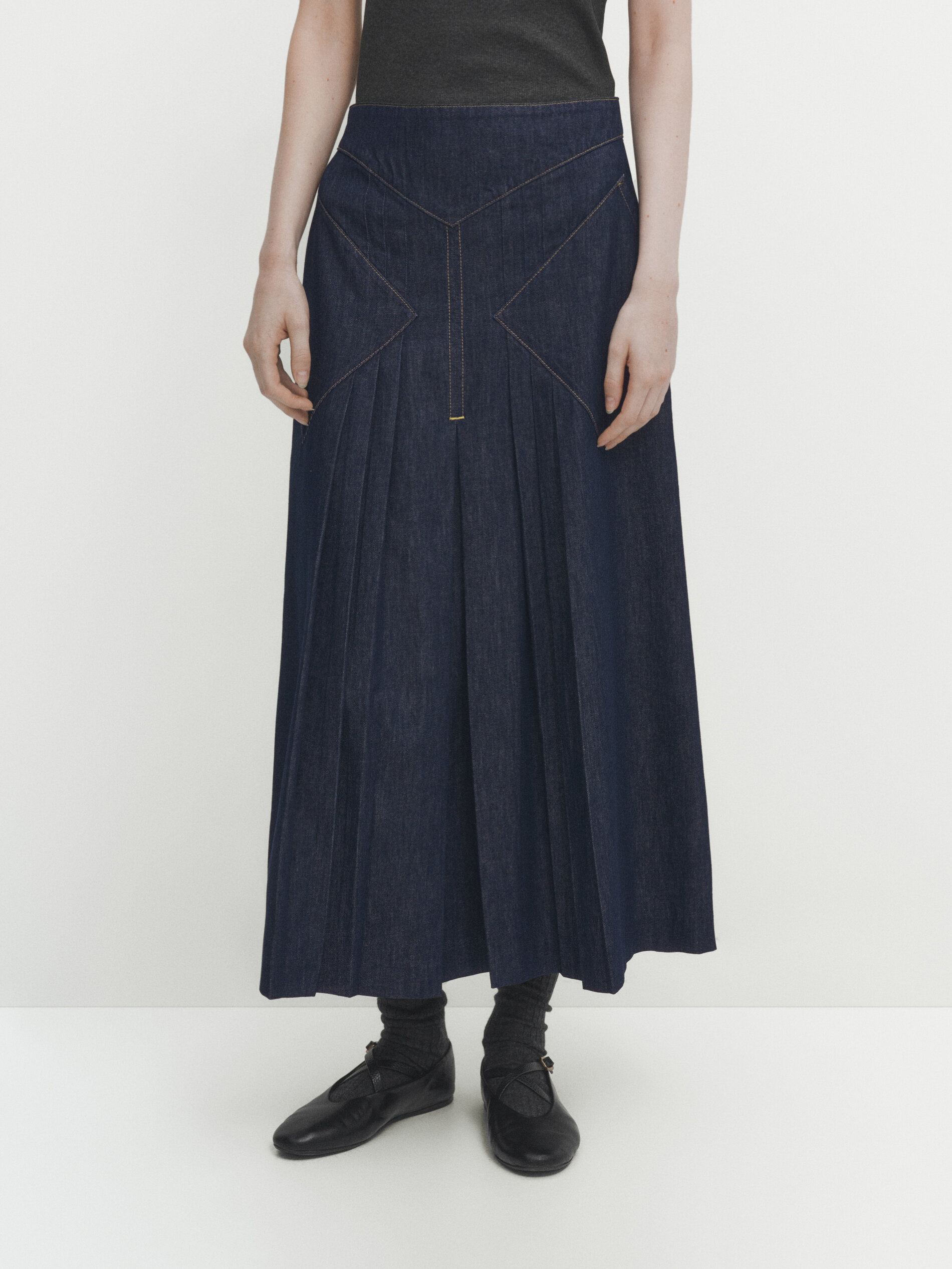 Jupe midi pliss e rinse wash