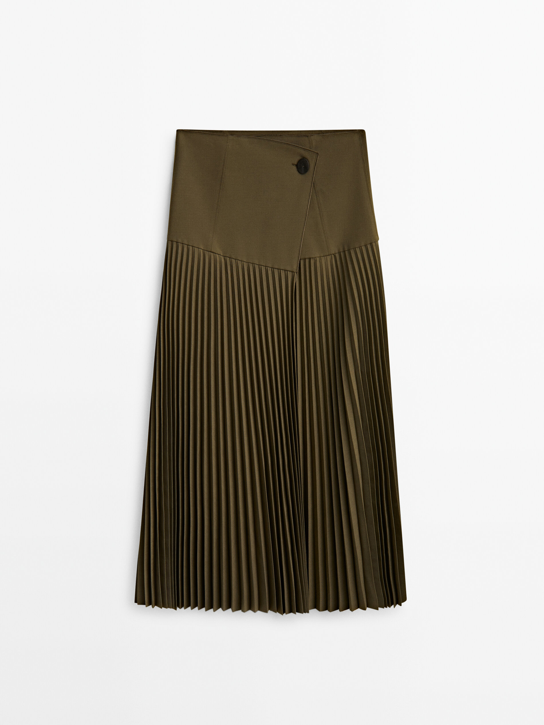 Pleated midi discount skirt khaki