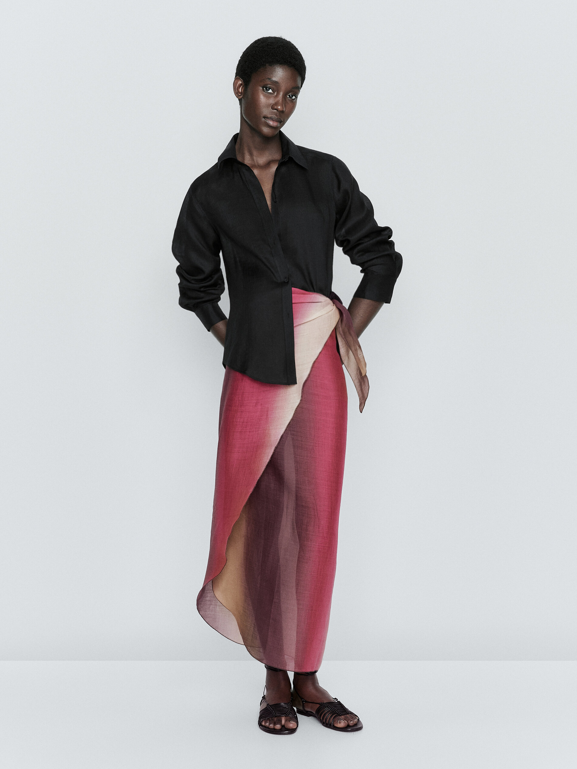 Ombr ramie pareo with knot detail
