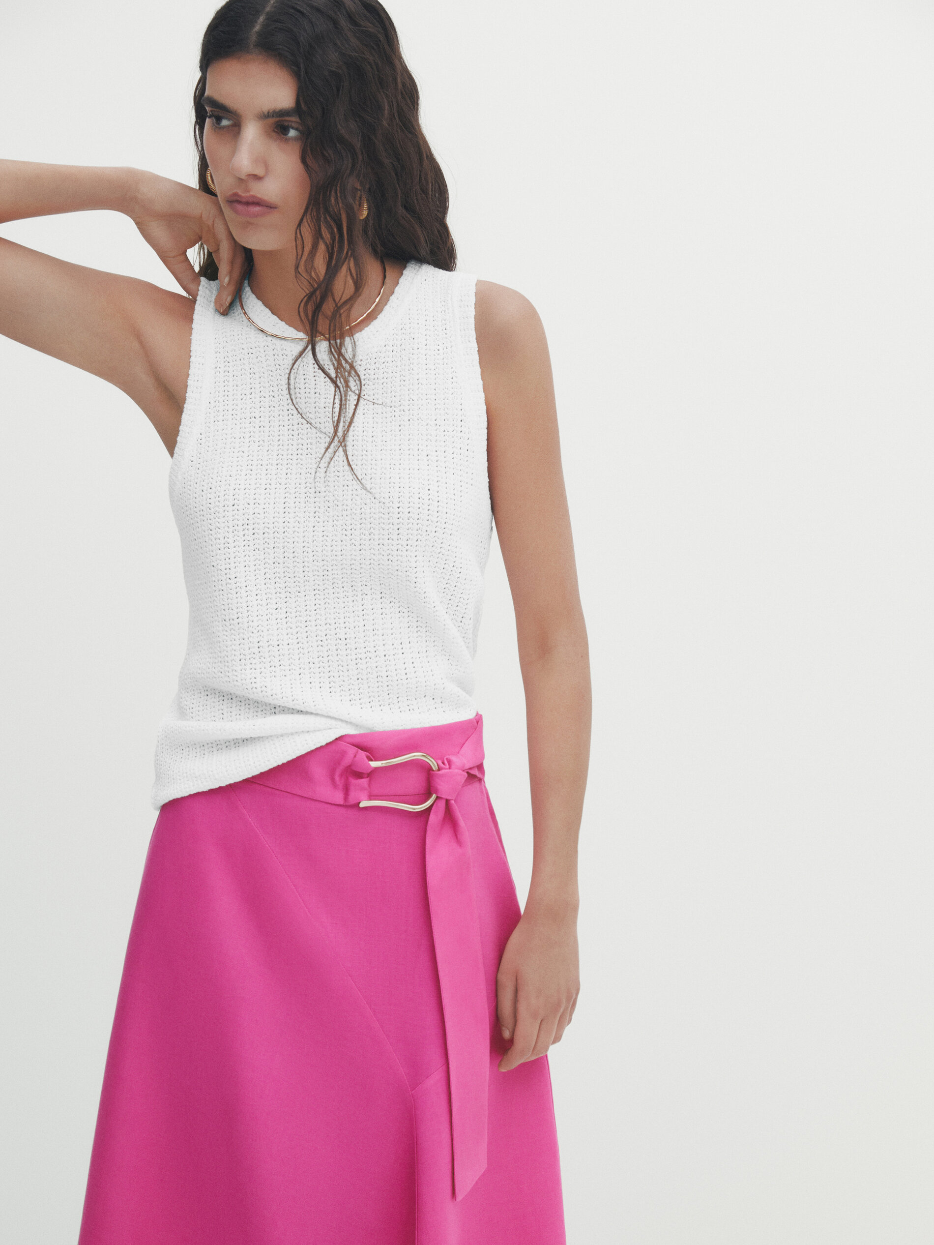 Jupe midi boucle dor e