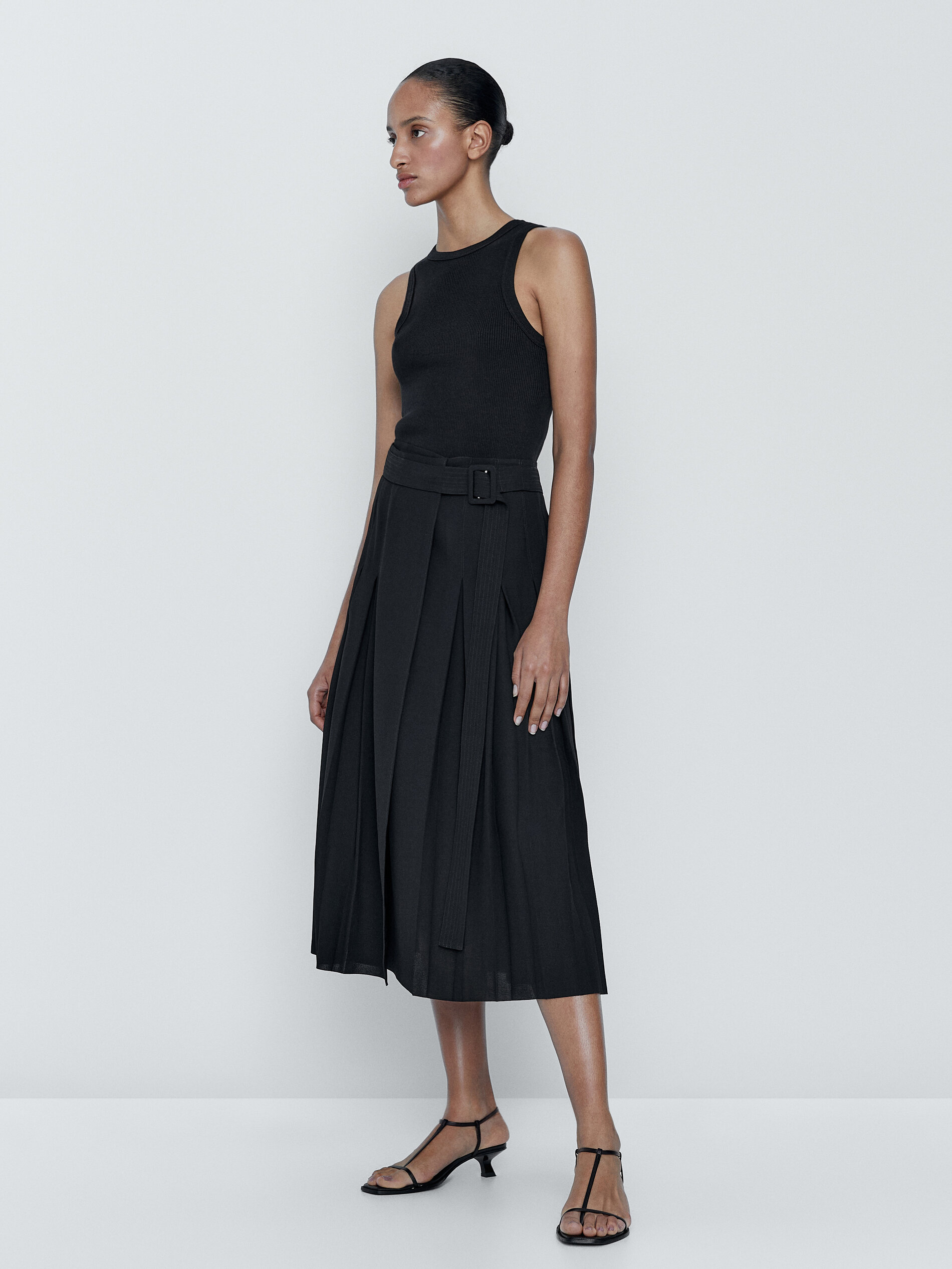 Black box pleated midi skirt on sale