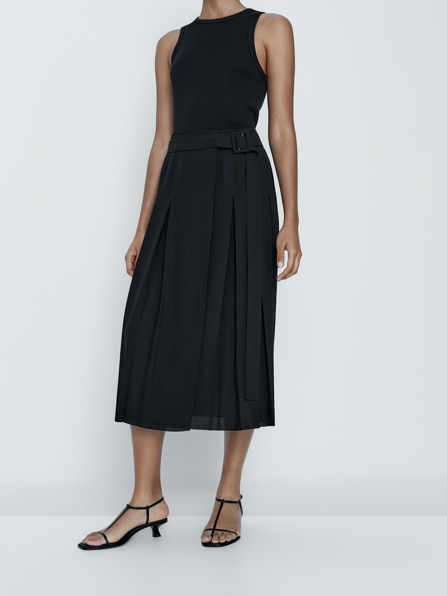 Black box pleated midi skirt on sale