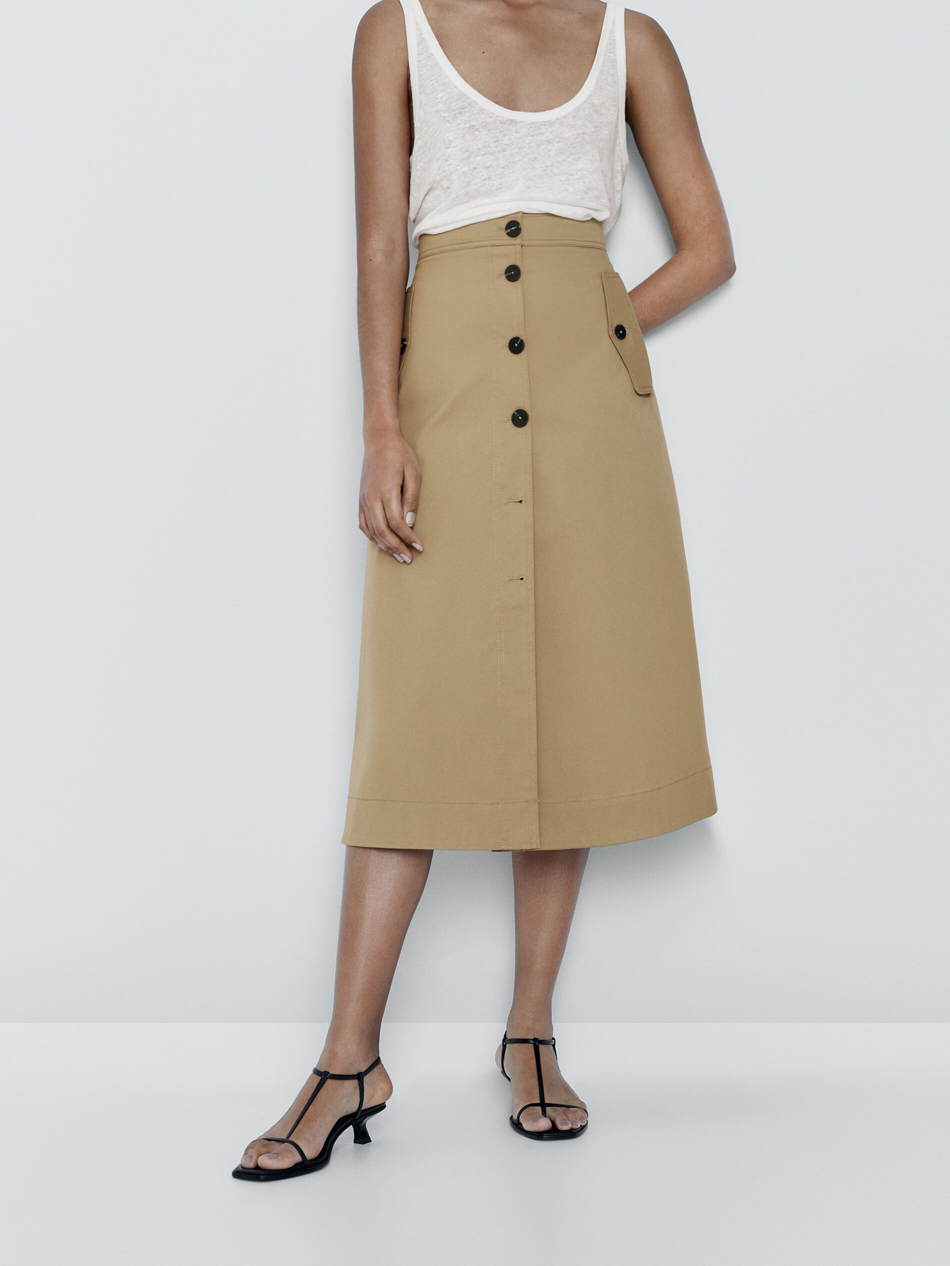 Button through midi skirt online