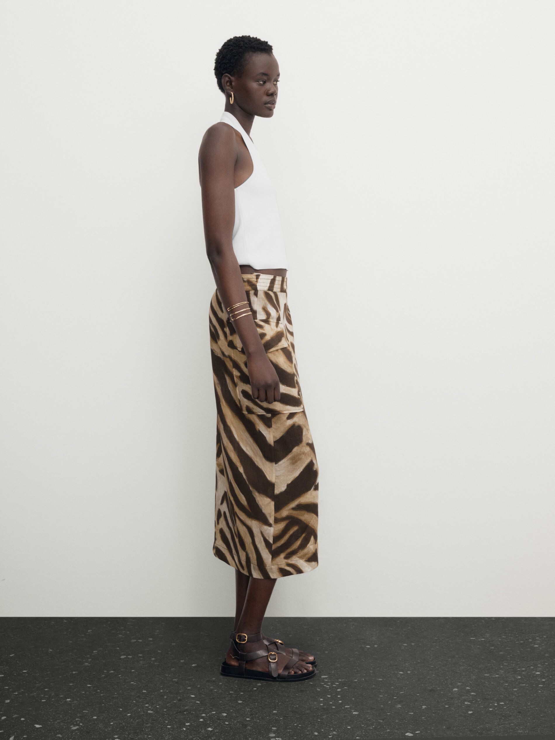 Animal print midi skirt online 00