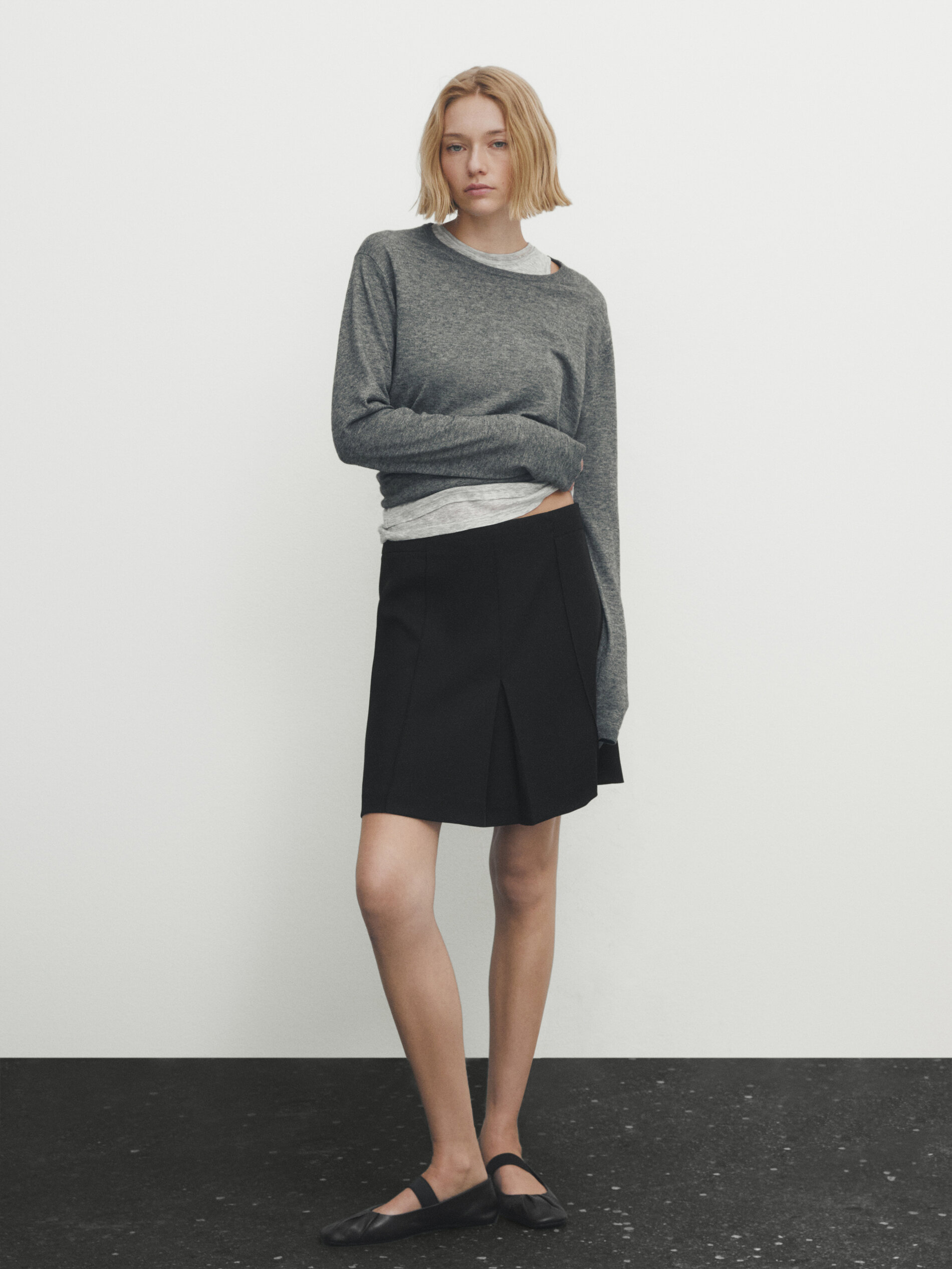 Mini skirt with pleated detail Black Smart Skirts Massimo