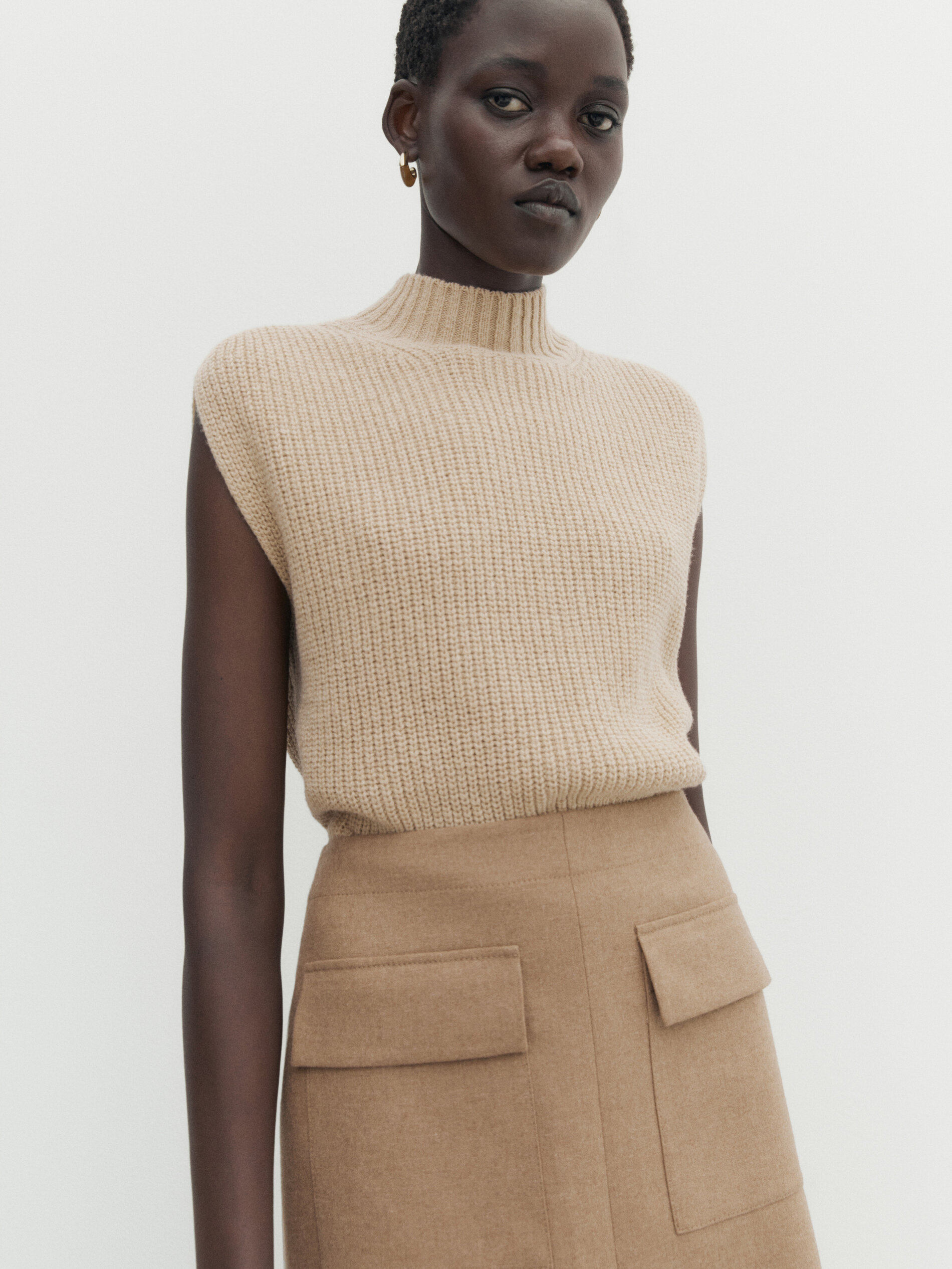 Sweater midi 2025 skirt with pockets