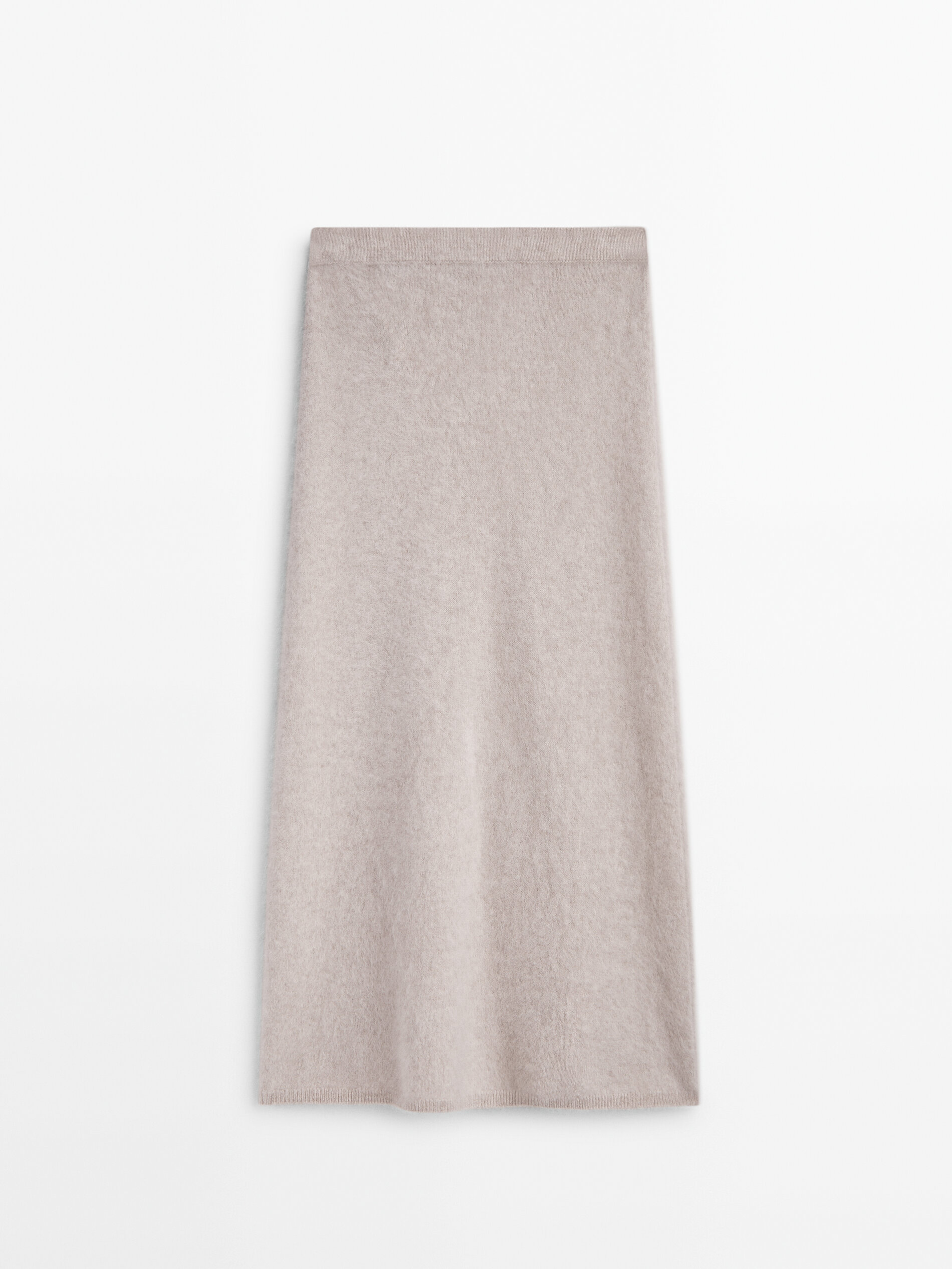 Long brushed wool blend skirt