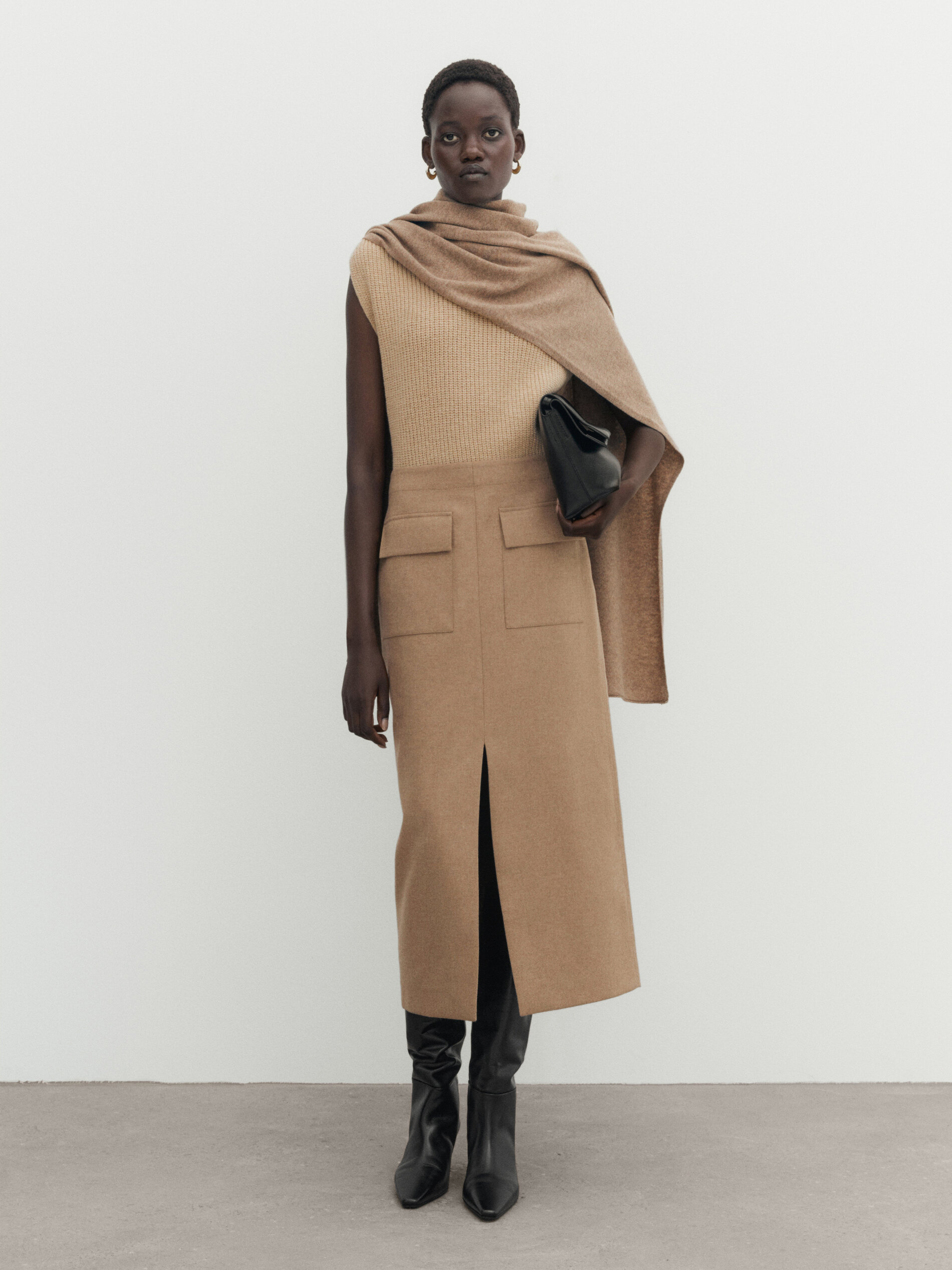 Jupe midi camel store