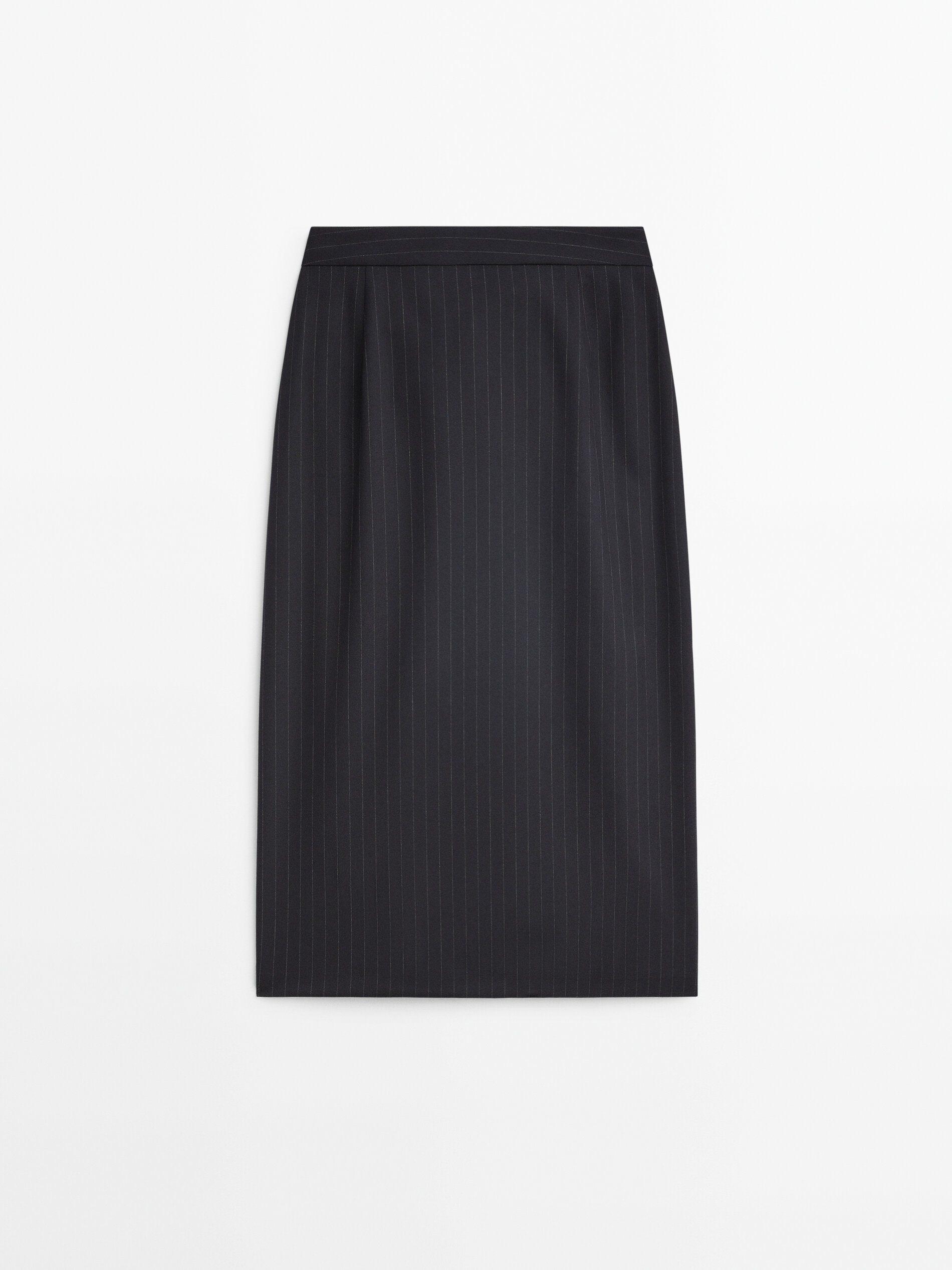 Jupe crayon midi split rayures tennis Bleu Marine Habill