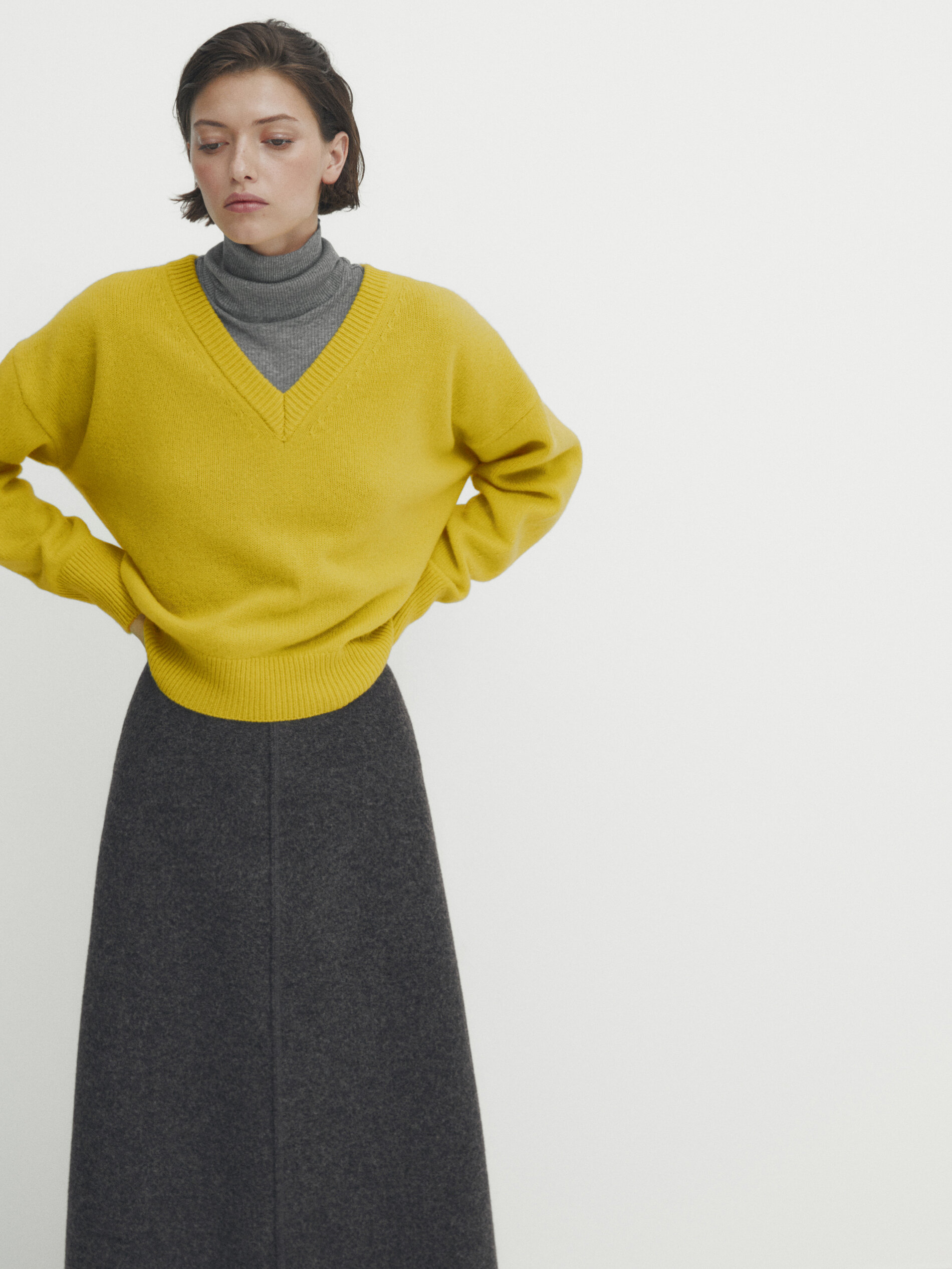 Jupe top midi grise