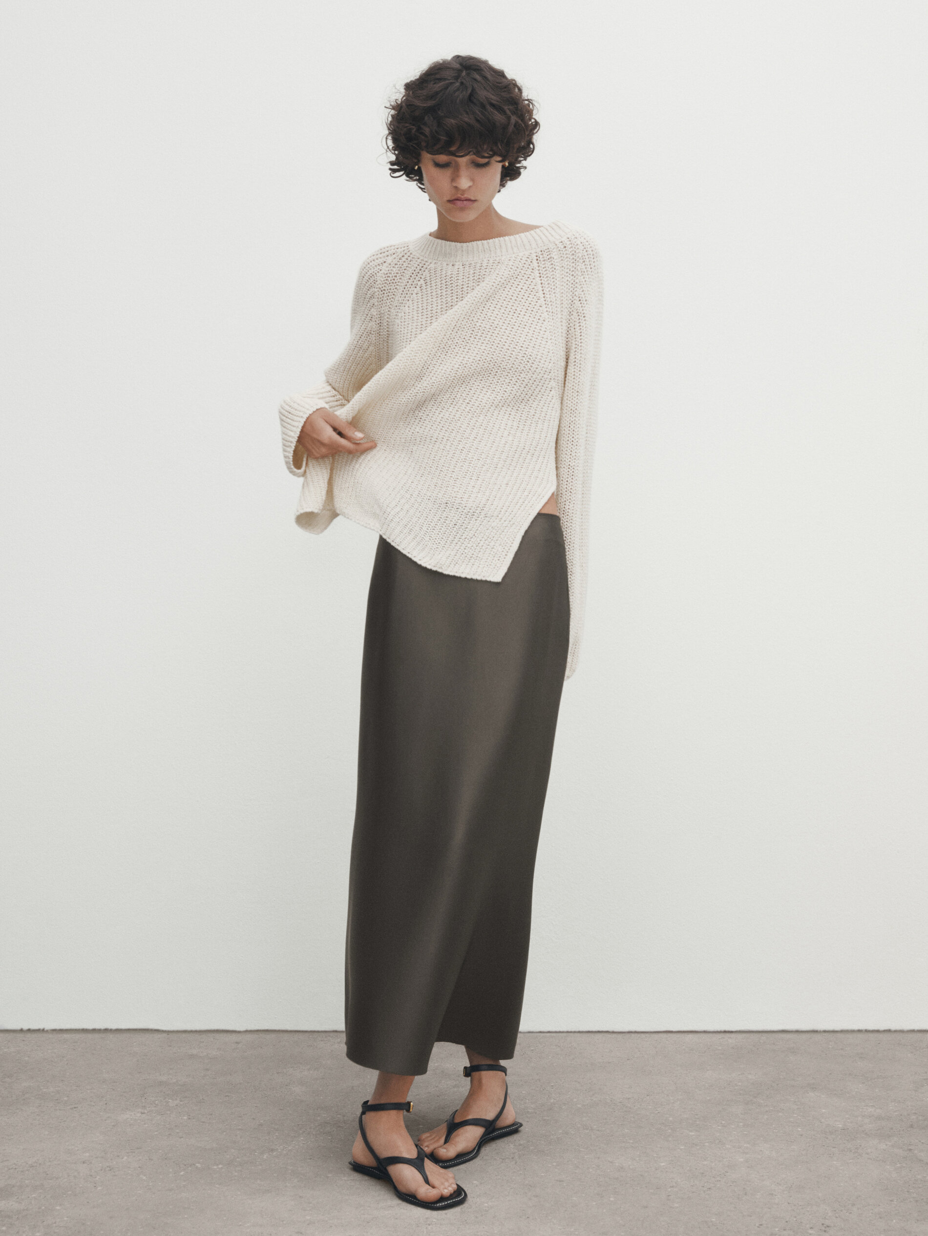 Camisole satin midi skirt