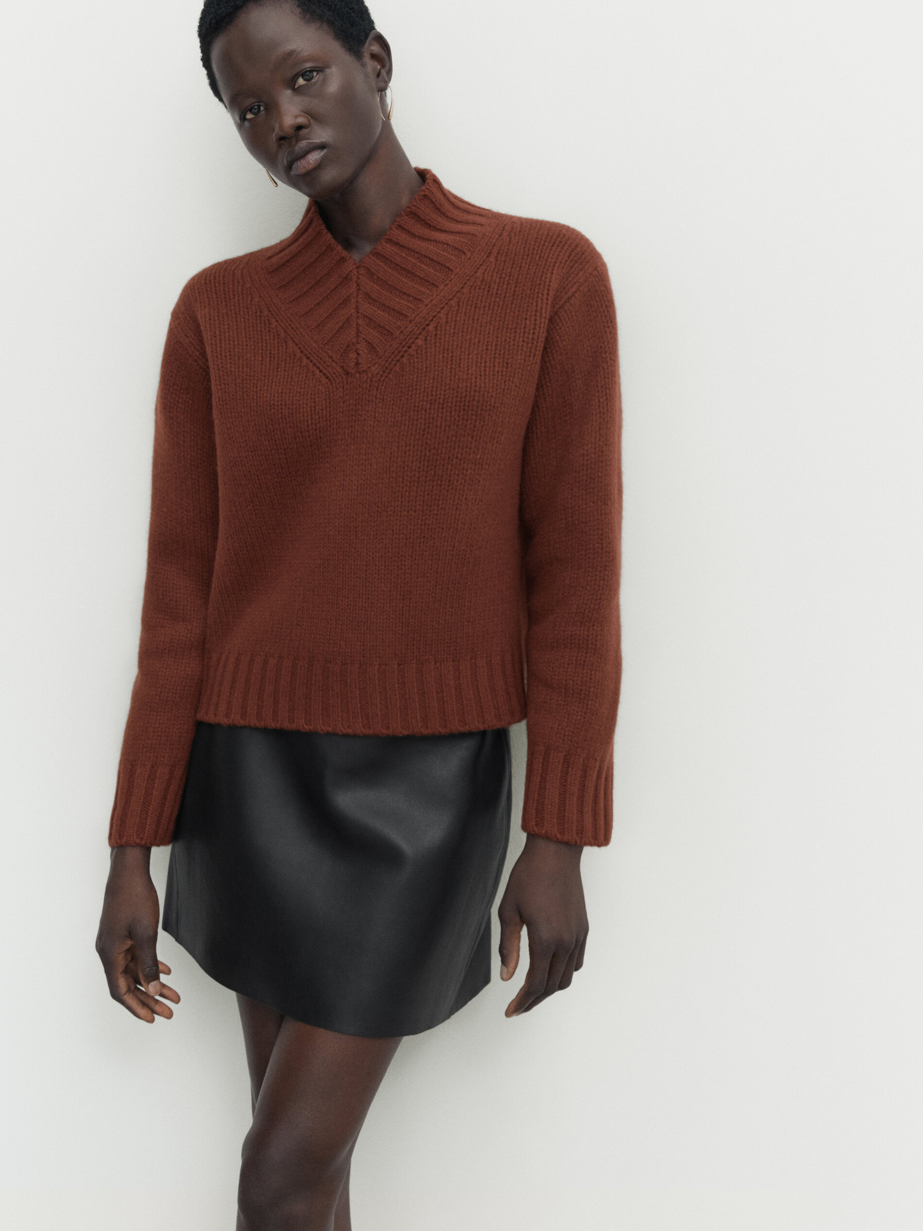 Brown skirt store massimo dutti