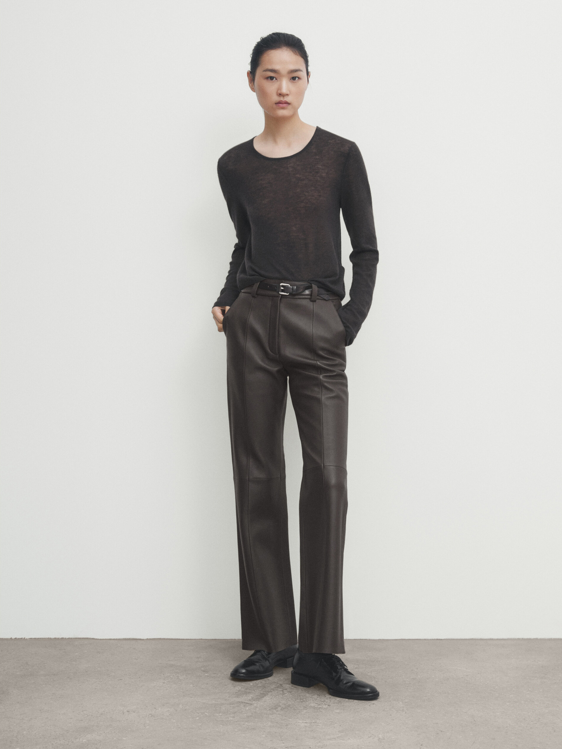 Pantalon cuir massimo dutti sales