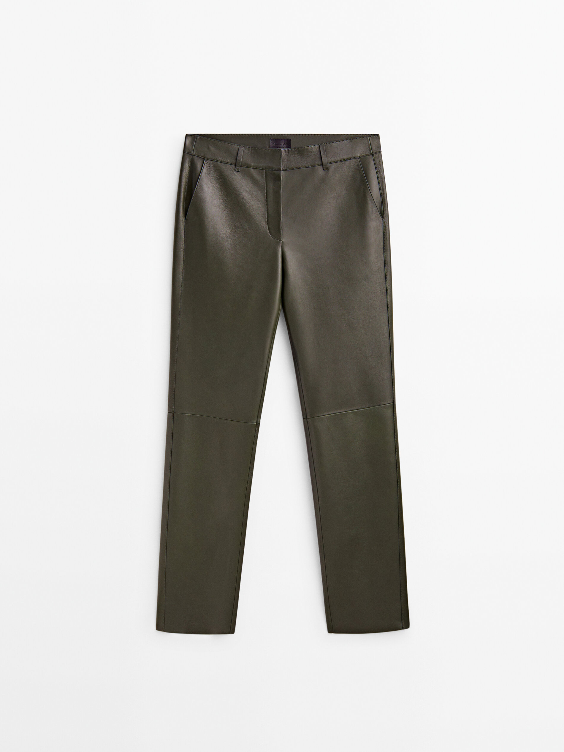 Nappa leather chino trousers Khaki Skirts Massimo Dutti