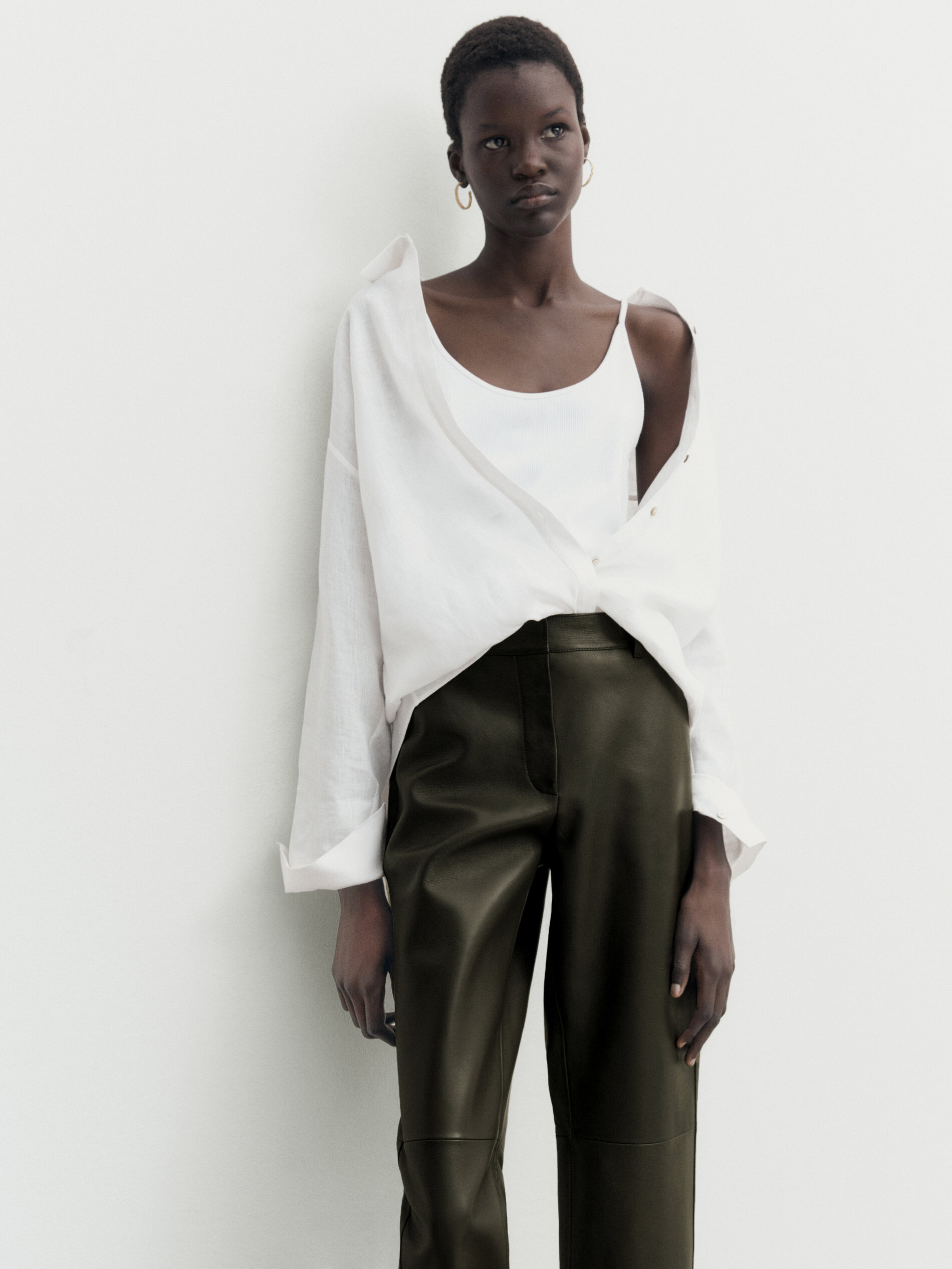 Massimo dutti leather trousers clearance
