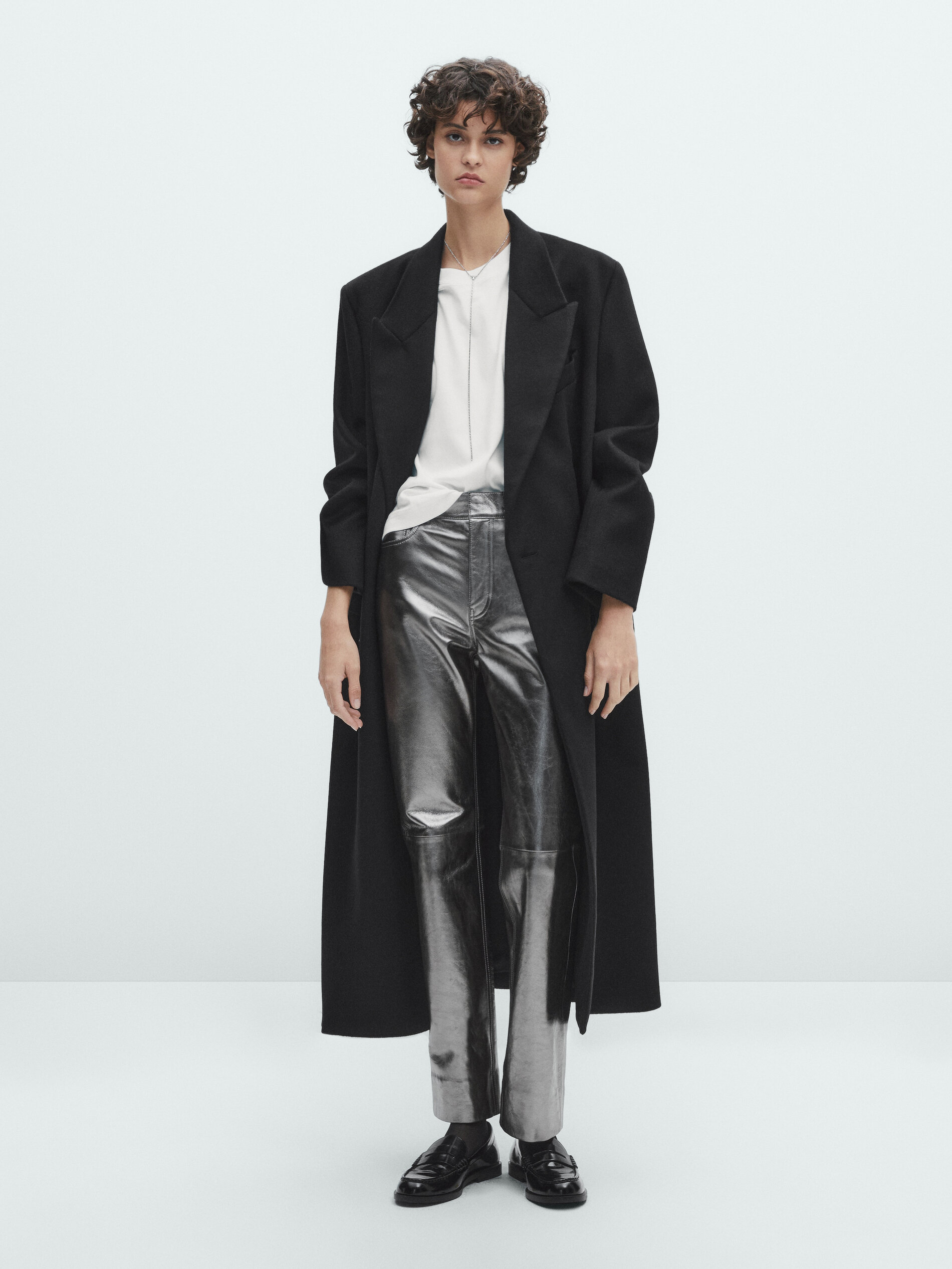 Nappa leather stretch trousers