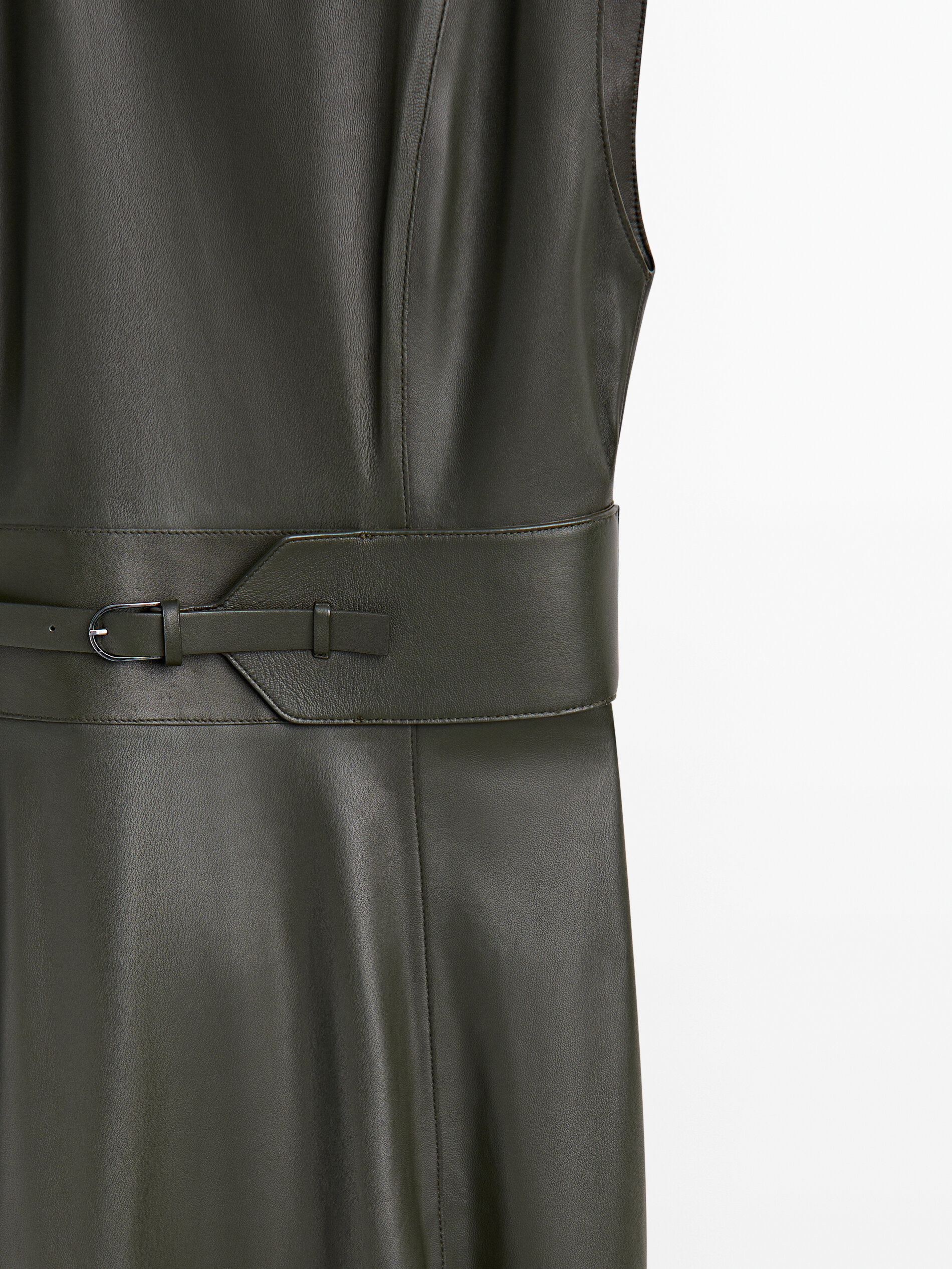 Vestido midi piel napa cintur n