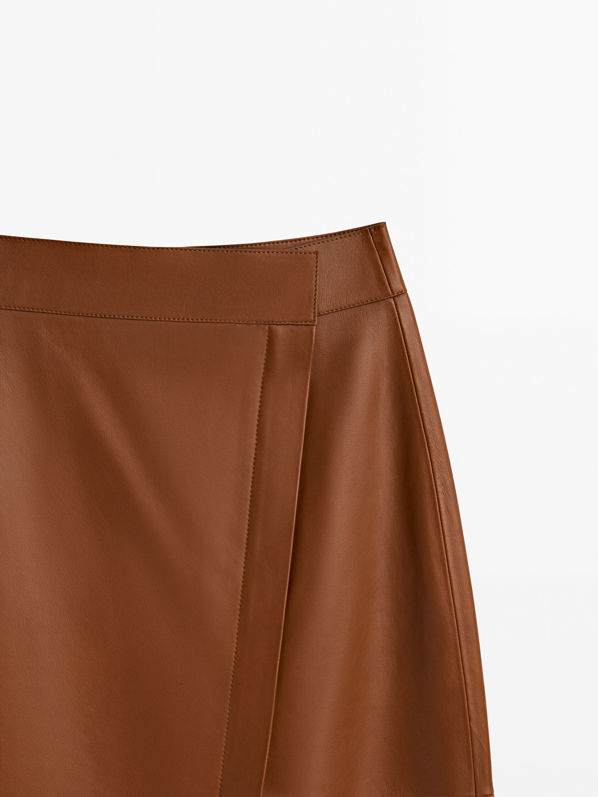 Massimo dutti shop brown leather skirt